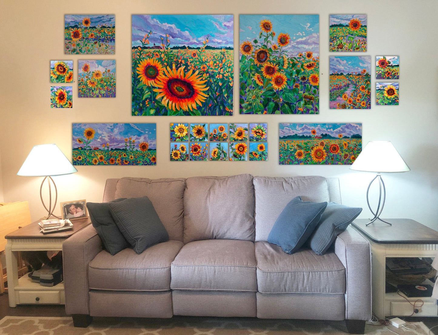 12x24 original sunflower landscape painting 1