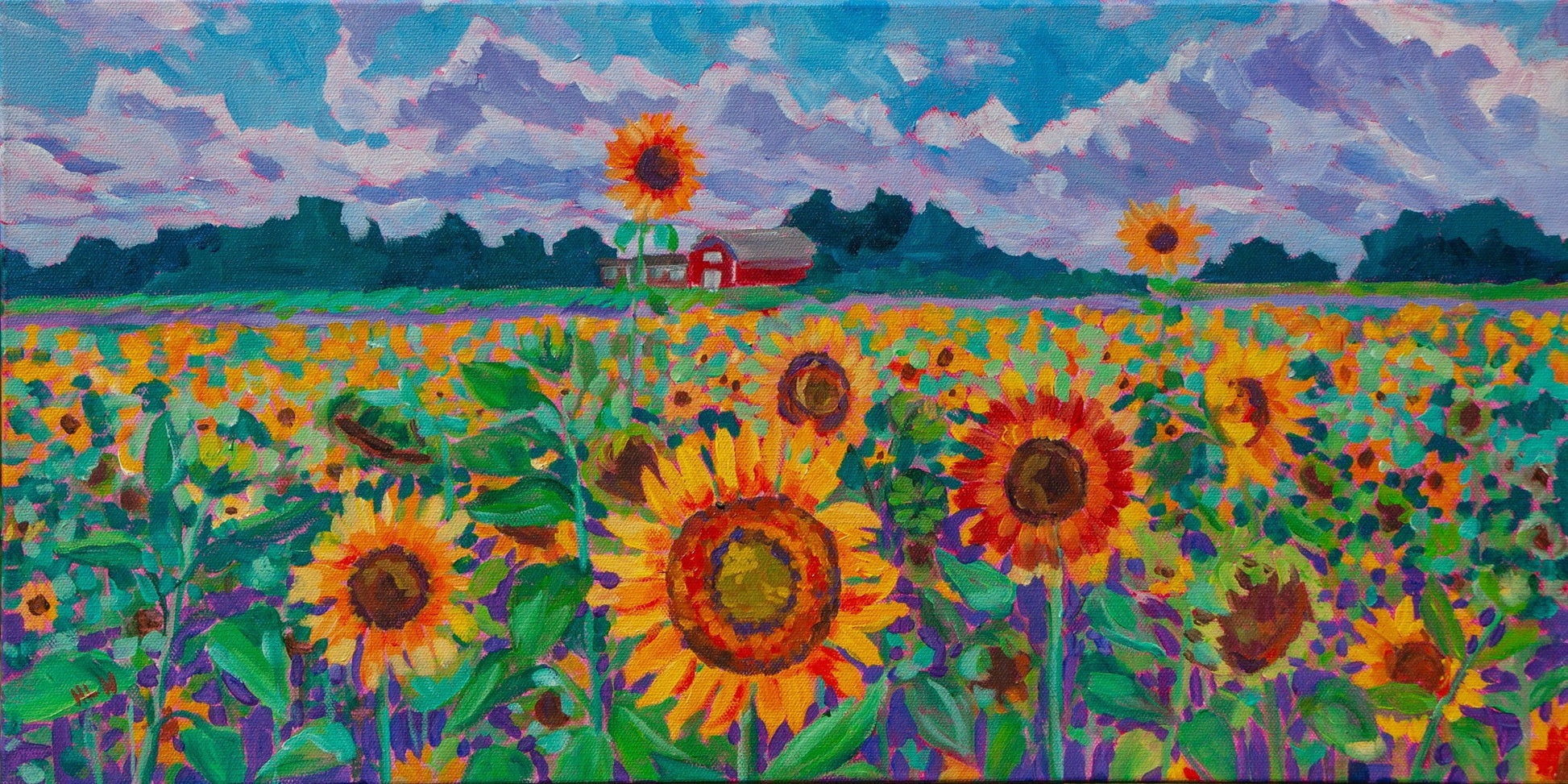 vibrant sunflowers in field
