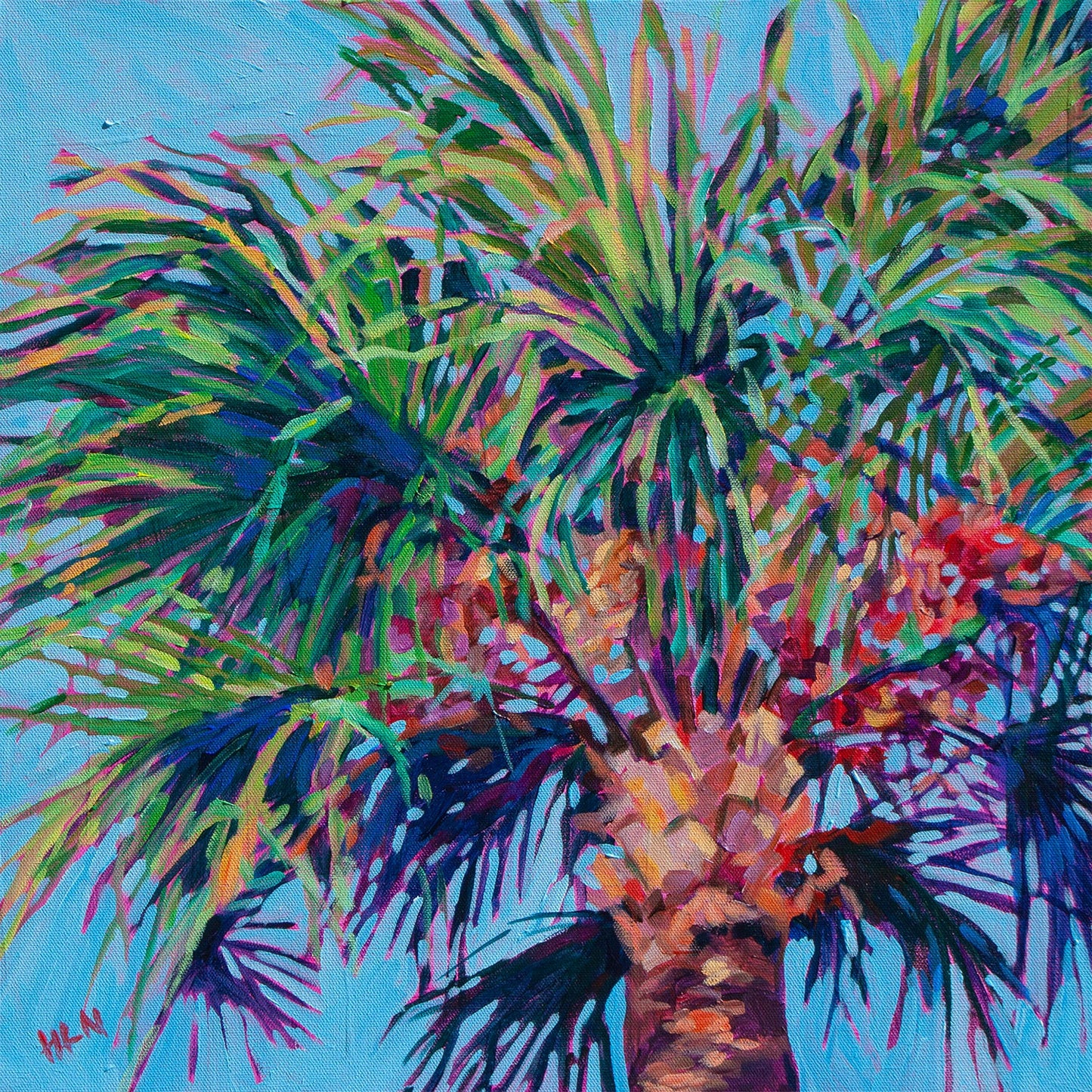 Impressionist painting of Detail of Cabbage Palm tree from Florida