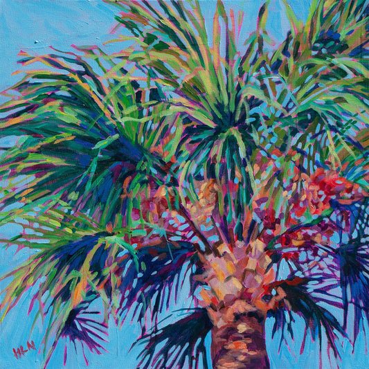 Impressionist painting of Detail of Cabbage Palm tree from Florida