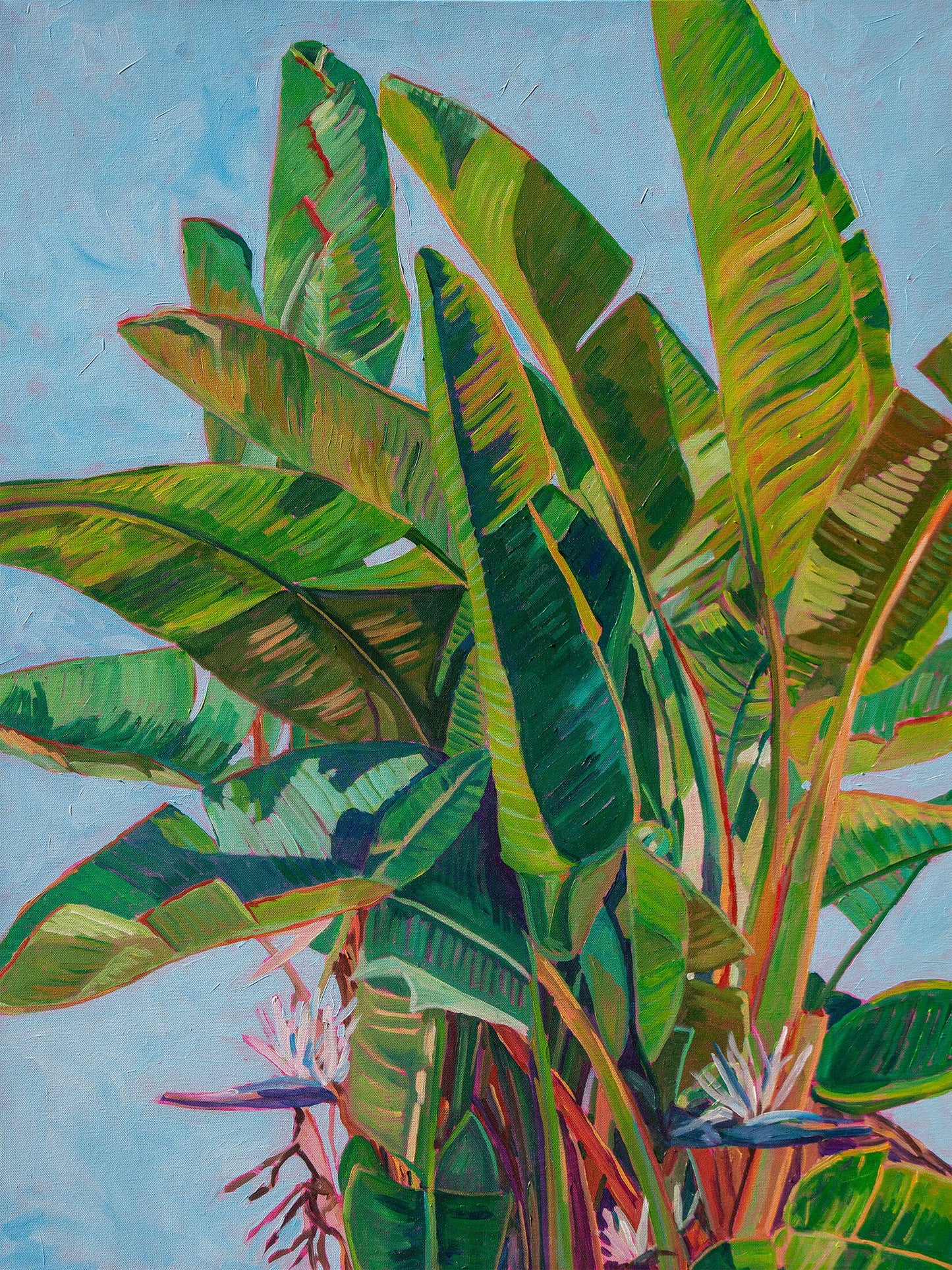 left panel in the bird of paradise triptych painting