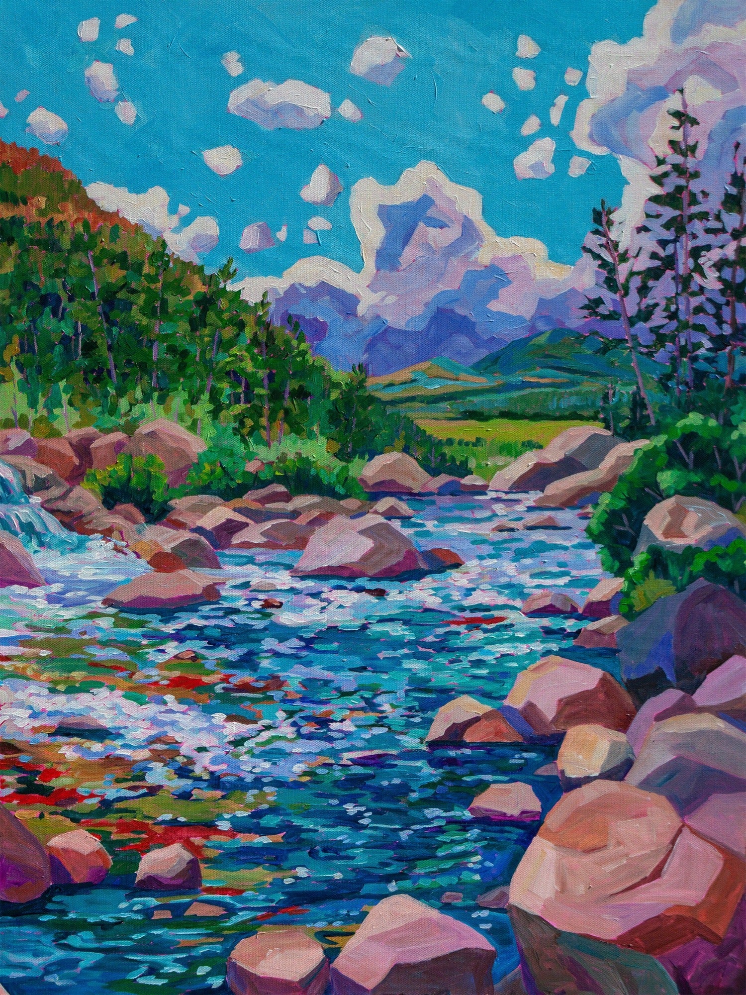 right panel of Colorado Rockies waterfall  diptych