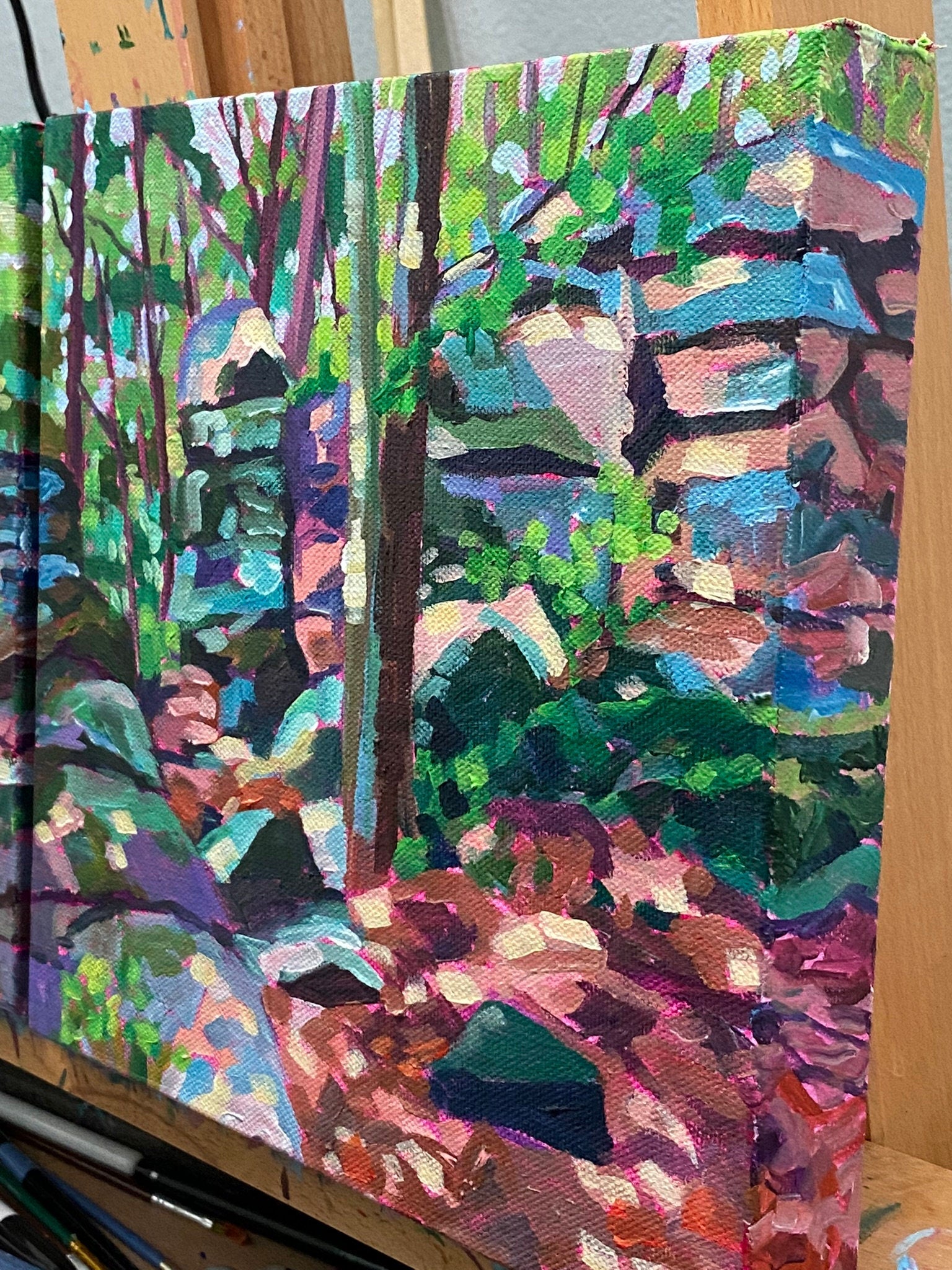 alternative view of ledges painting showing it wrap around edge of canvas