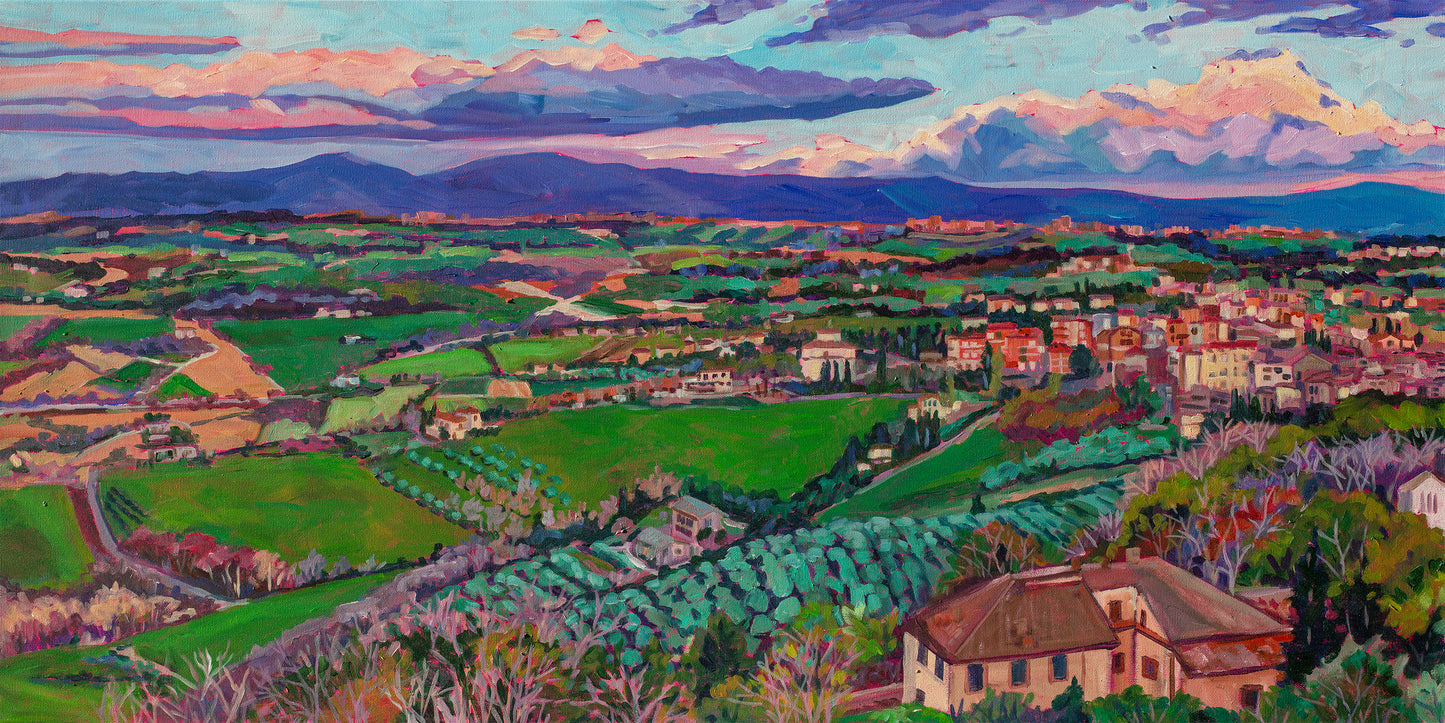 Sunset Umbria Italy painting