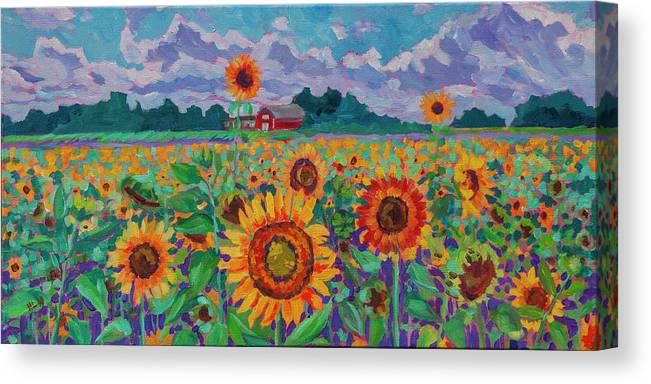 12x24 original sunflower landscape painting 1