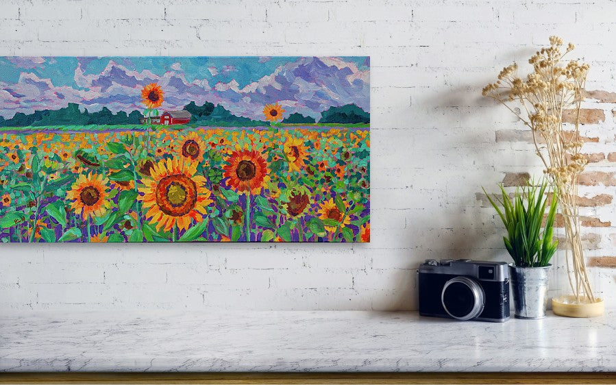 12x24 original sunflower landscape painting 1