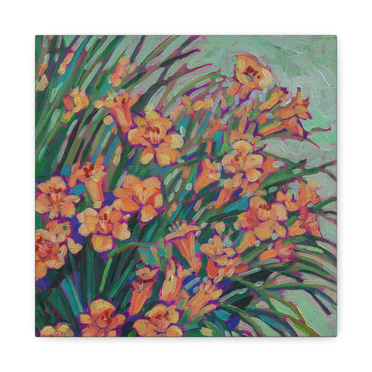 Yellow Daylilies Floral —Matte Canvas, Stretched, 1.25"