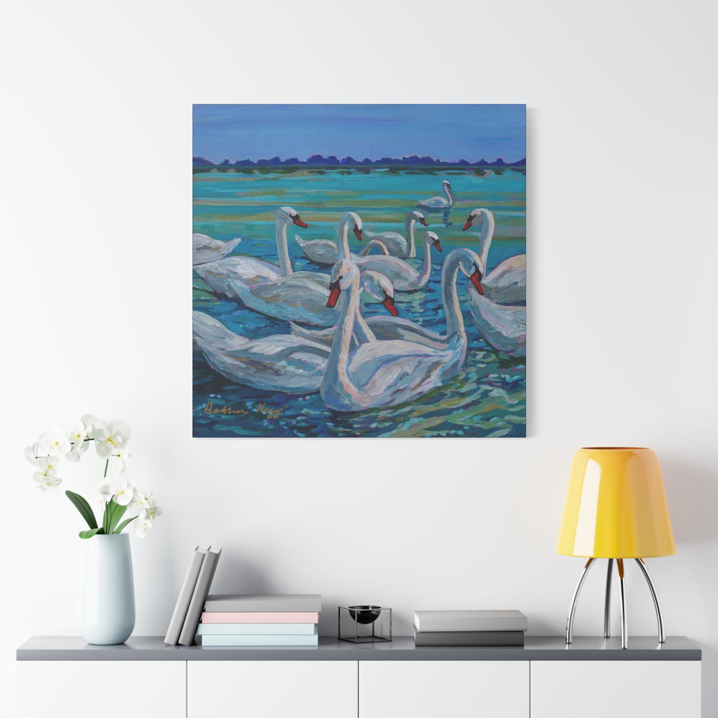 Mute Swan Family—Matte Canvas, Stretched, 1.25"