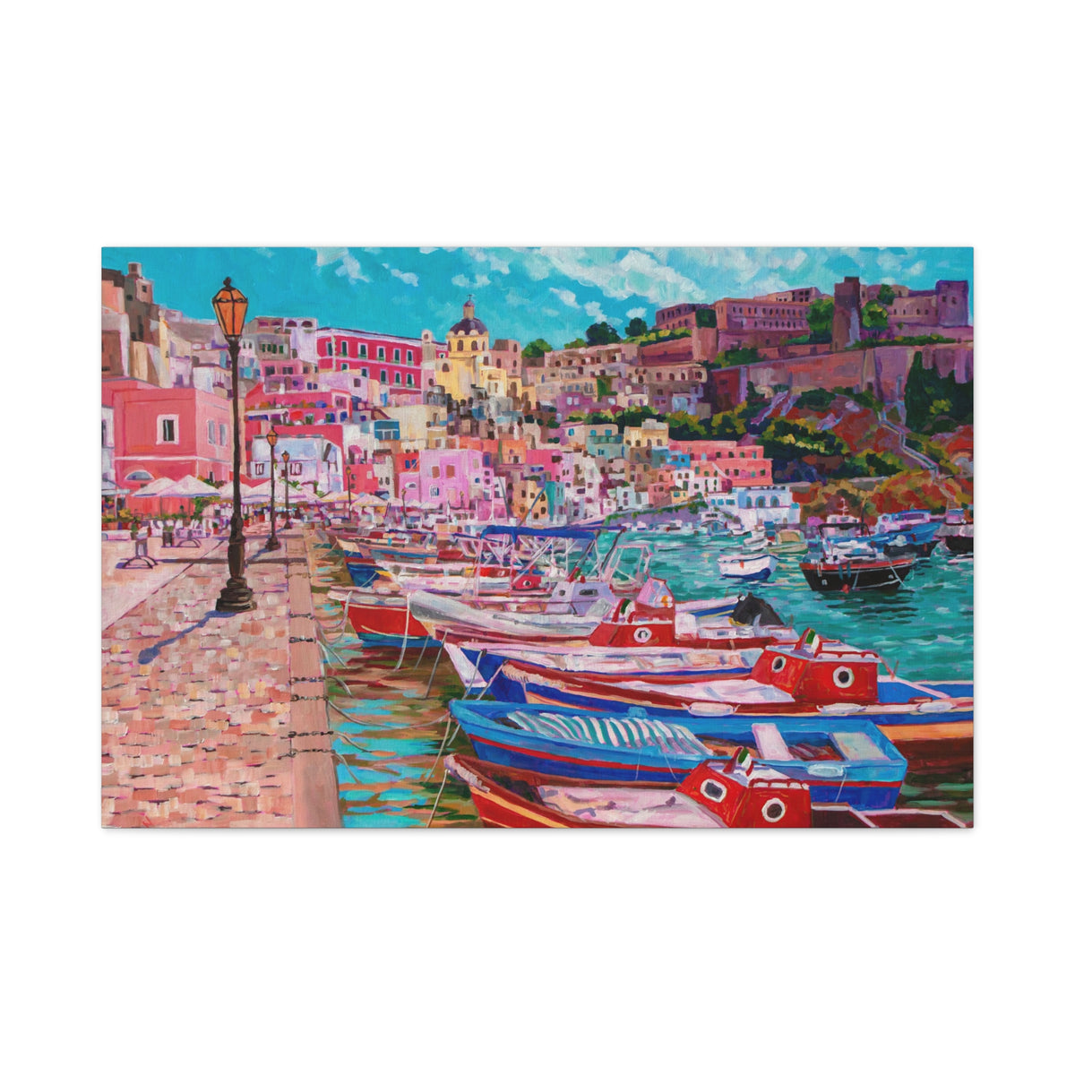 Harbor at Isola Procida, Italy— Gallery Wrapped Canvas Reproduction