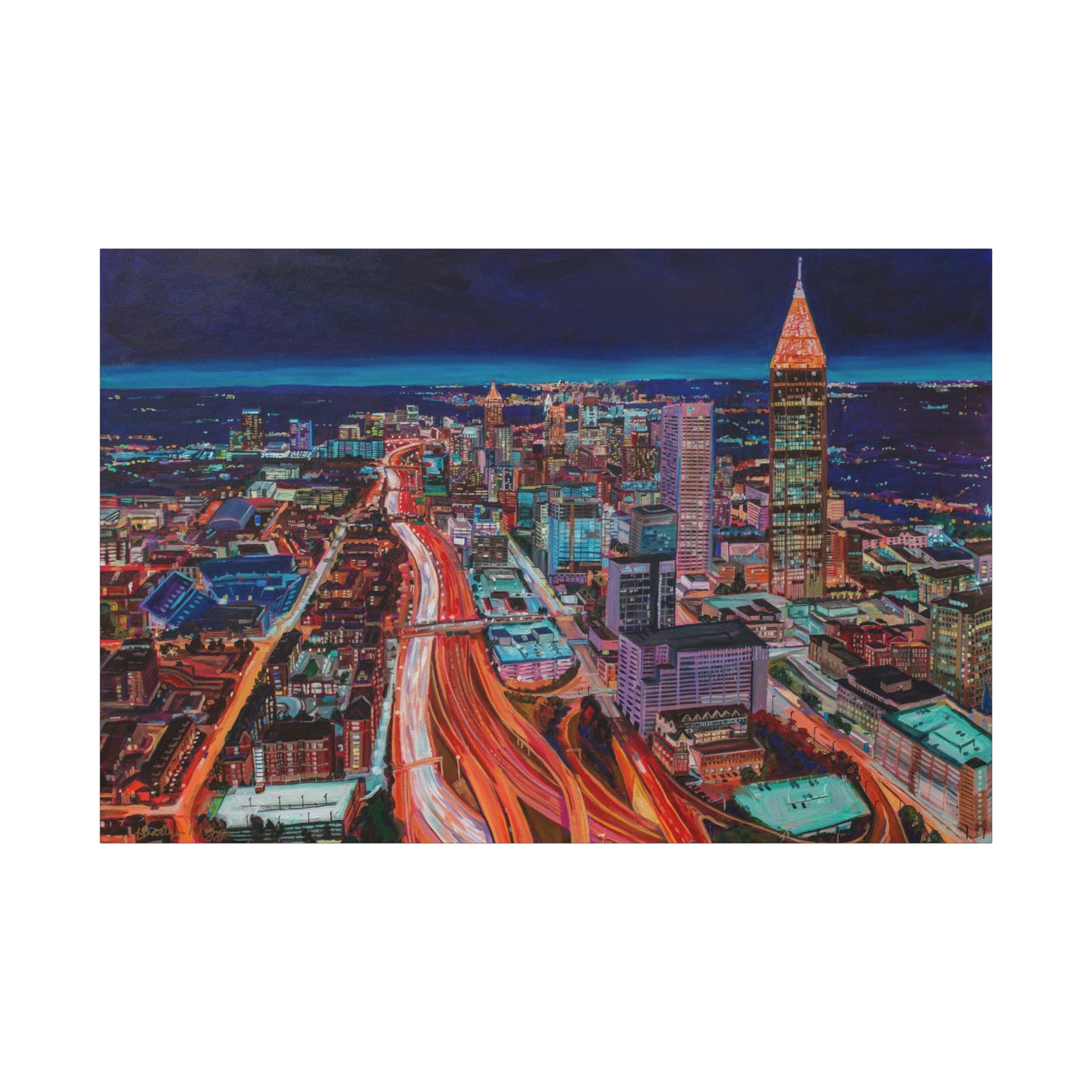 Atlanta Night Skyline —Matte Canvas, Stretched, 1.25"