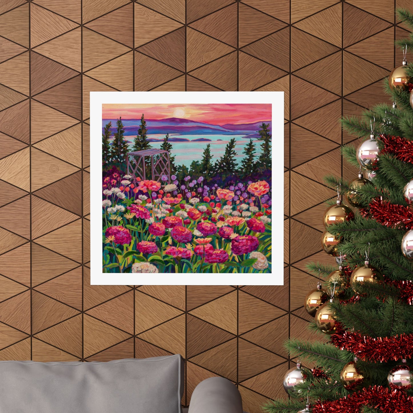 Wonder garden series- Zinnias in the Mountain Light— Matte Paper Poster Reproduction