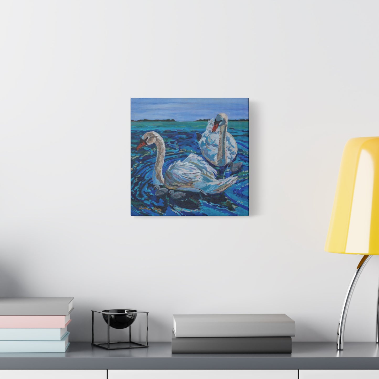 Mute Swan Family—Matte Canvas, Stretched, 1.25"