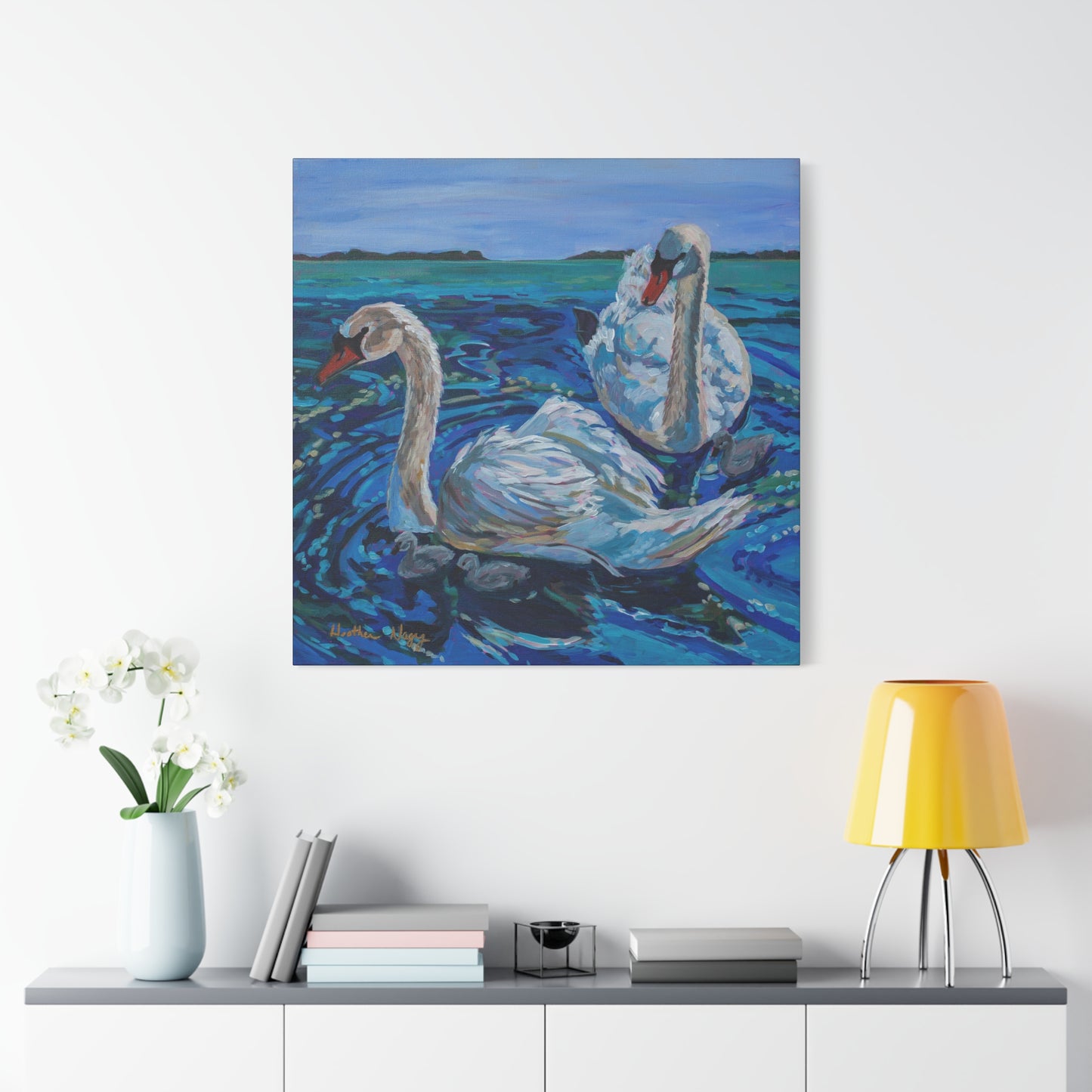 Mute Swan Family—Matte Canvas, Stretched, 1.25"