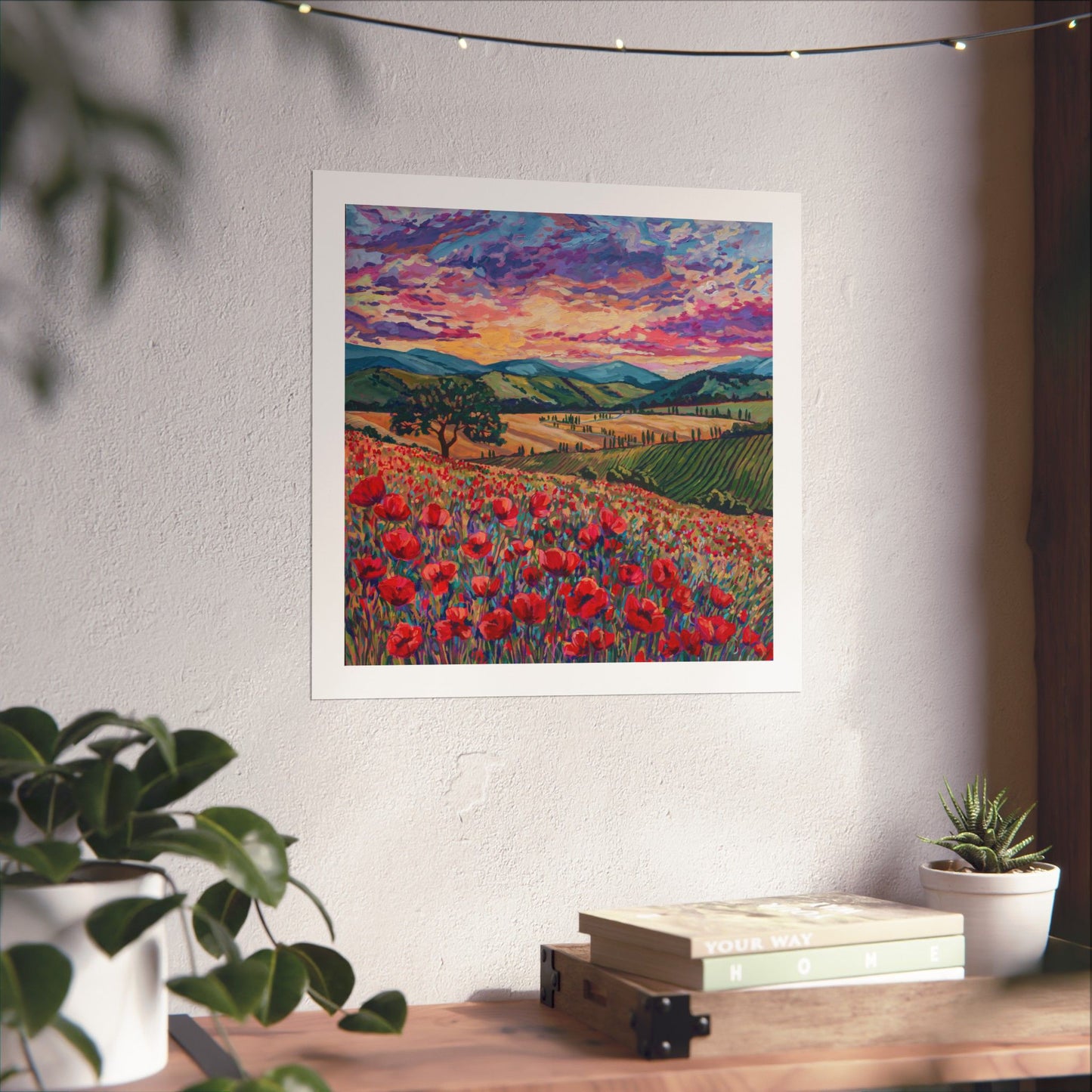 Tuscan Poppies and Poplars— Matte Paper Poster Reproduction