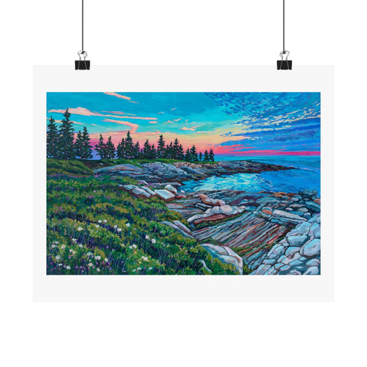 Pemaquid Point Sunset Maine—Matte Horizontal Fine Art Poster Reproductions