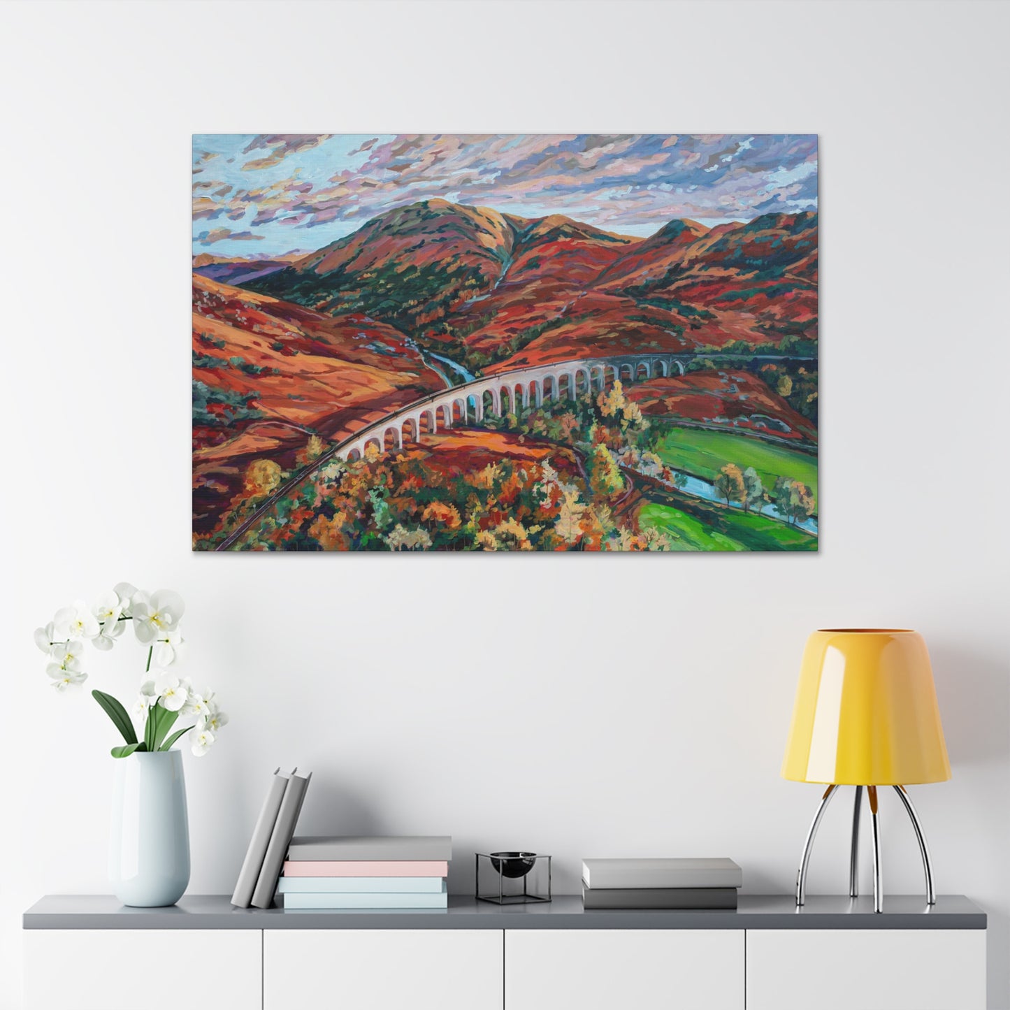 Autumn in Scotland, the Glenfinnan Viaduct— Gallery Wrapped Canvas Reproduction