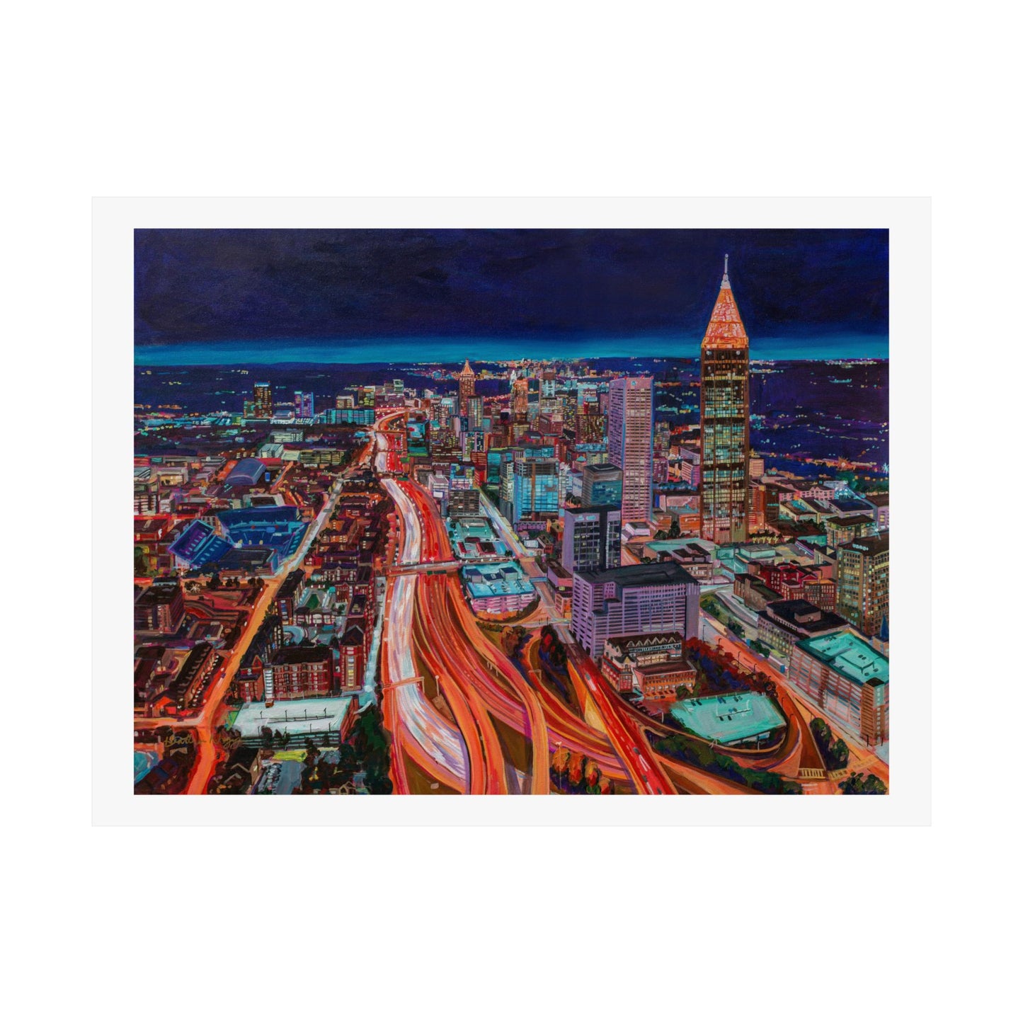 Atlanta Night Skyline—Matte Horizontal Fine Art Poster Reproductions