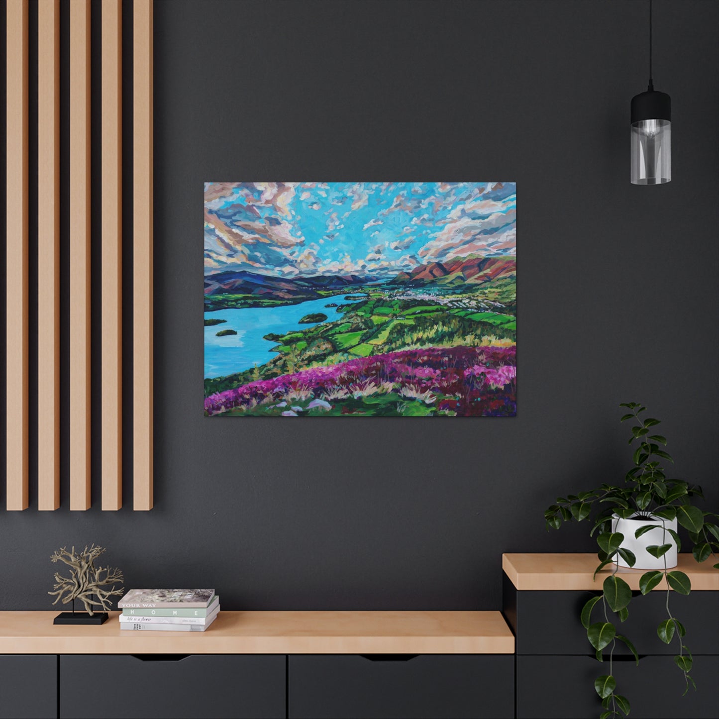 Derwent Water lake and town of Keswick, Cumbria—UK— Gallery Wrapped Canvas Reproduction