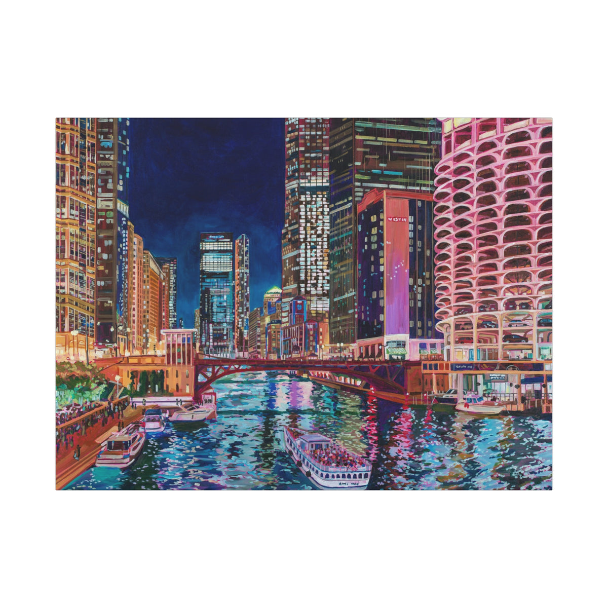 The Chicago River at Night—Matte Canvas, Stretched, 1.25"
