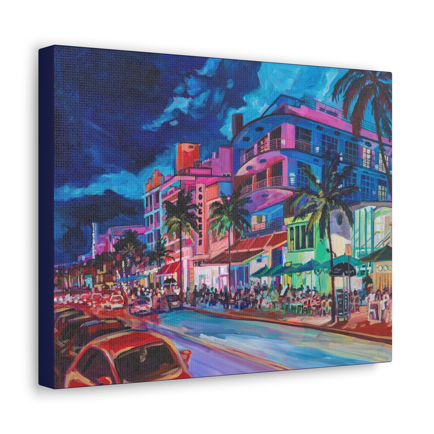 Palace Cafe and Congress Hotel, South Beach Miami— Gallery Wrapped Canvas Reproduction