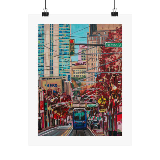 Atlanta Street scene 1 (Atlanta Streetcar -Auburn Street) — Fine Art Matte Paper  Reproduction