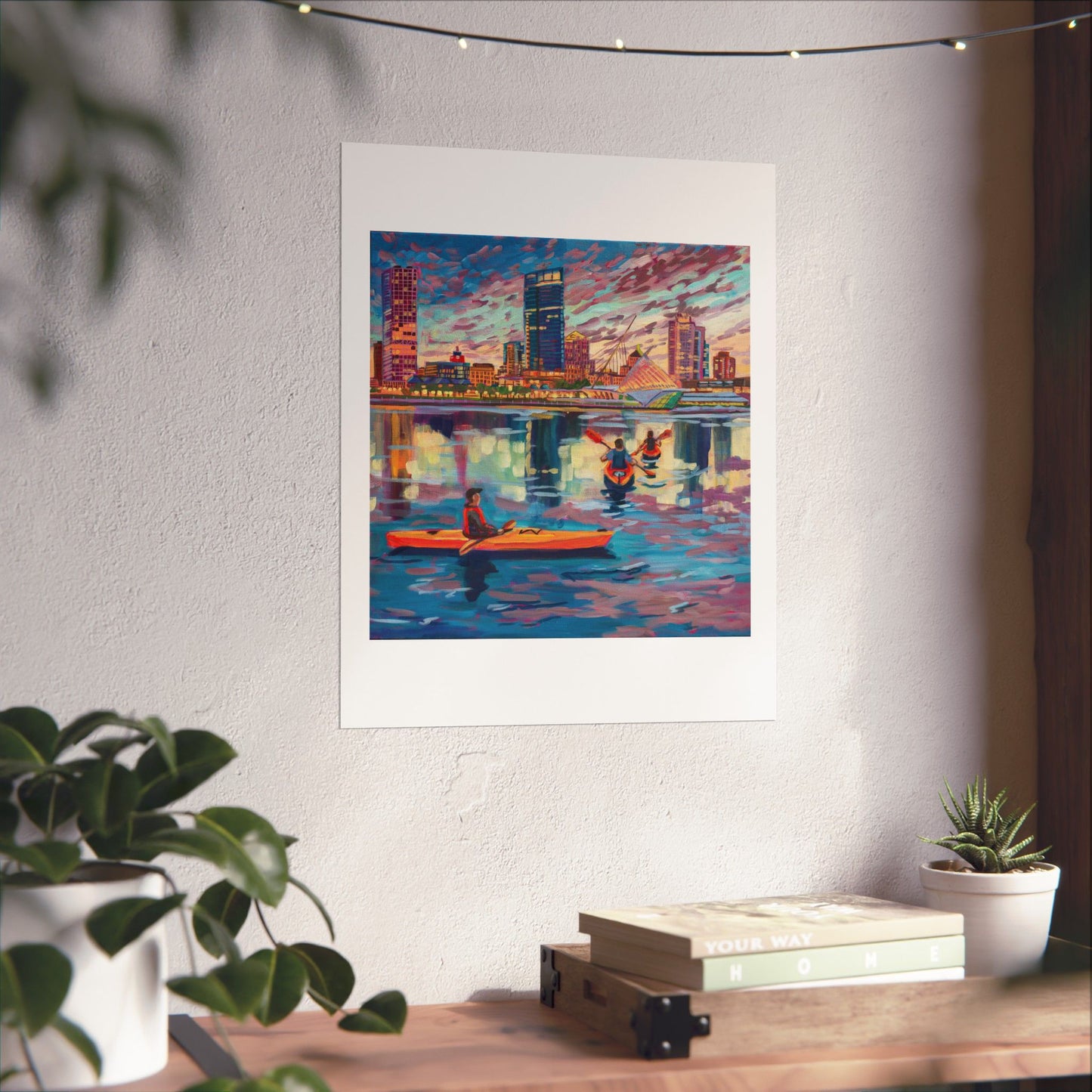 Sunset Kayak- Milwaukee— Matte Paper Poster Reproduction