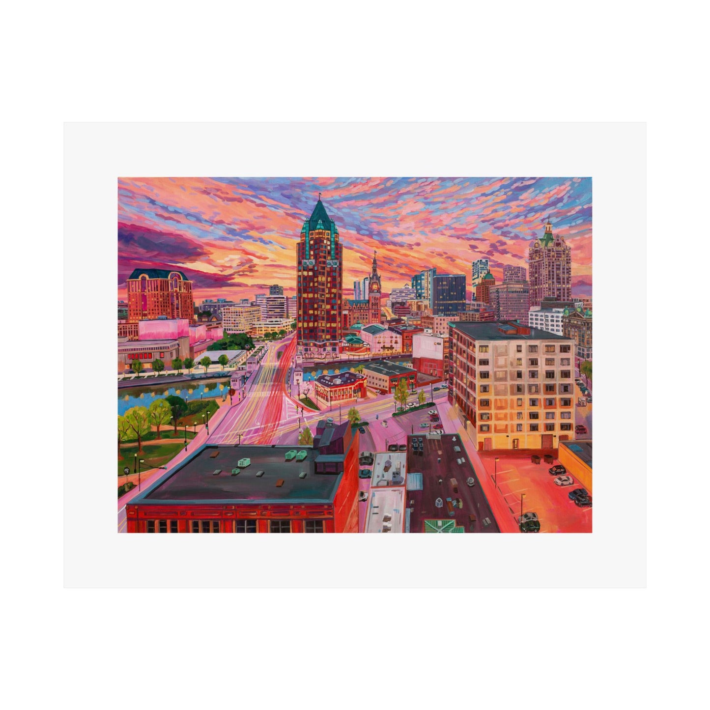 Golden glow- Milwaukee—Matte Horizontal Fine Art Poster Reproductions