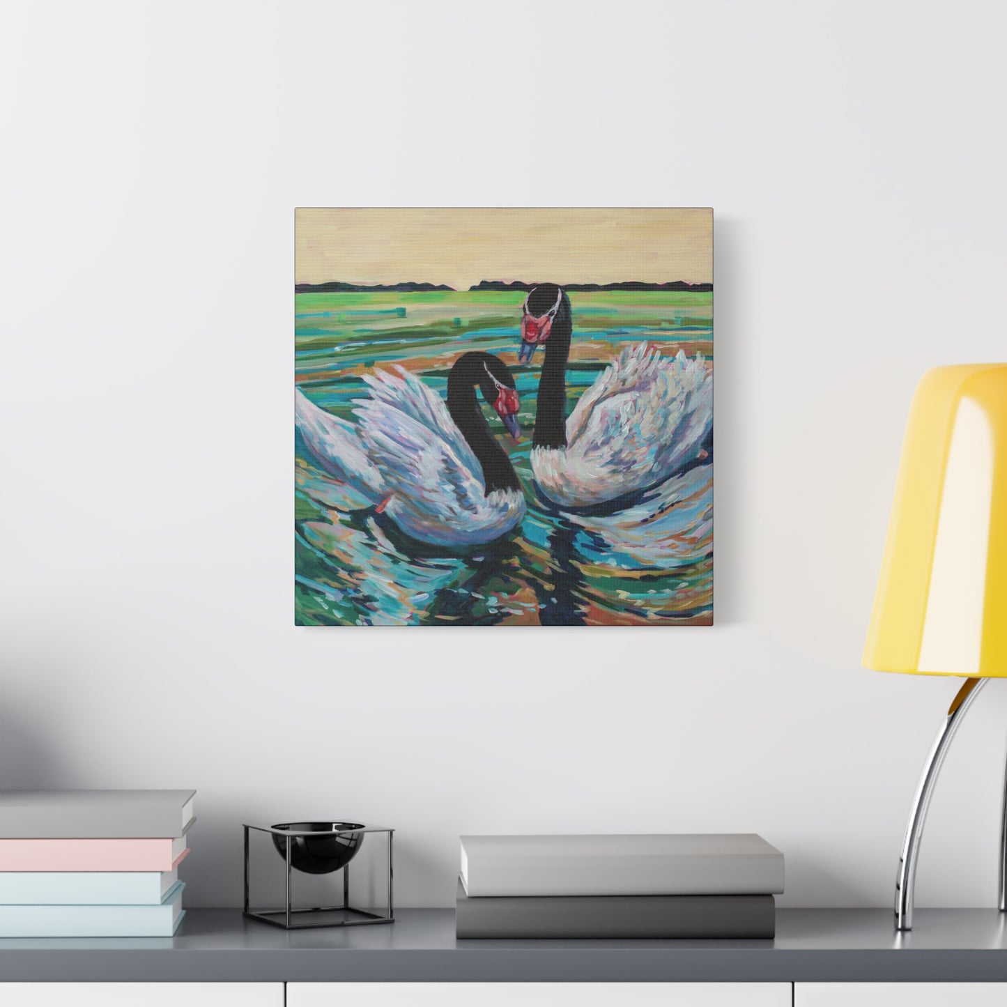 Black Neck Swan Duo—Matte Canvas, Stretched, 1.25"