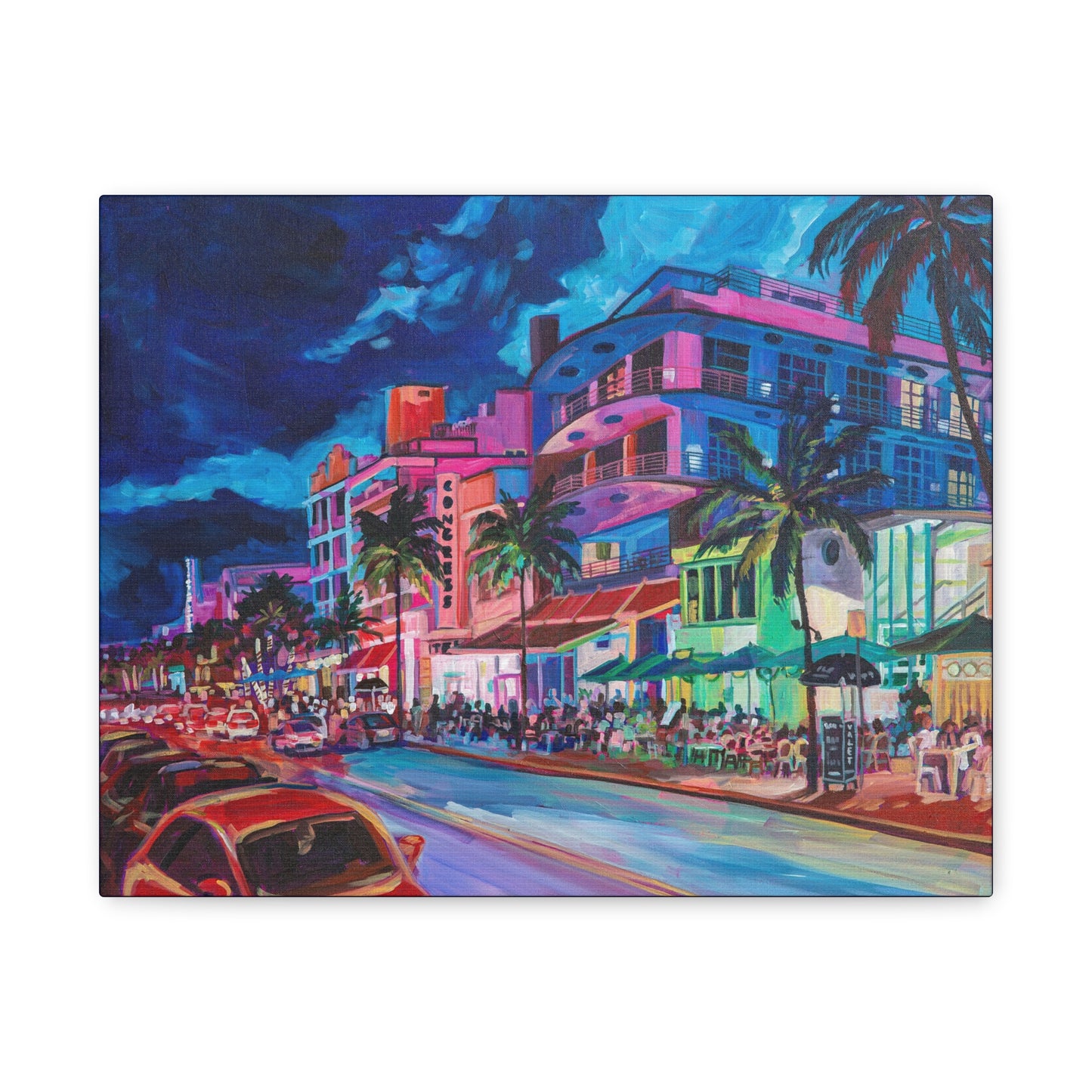 Palace Cafe and Congress Hotel, South Beach Miami—Matte Canvas, Stretched, 1.25"