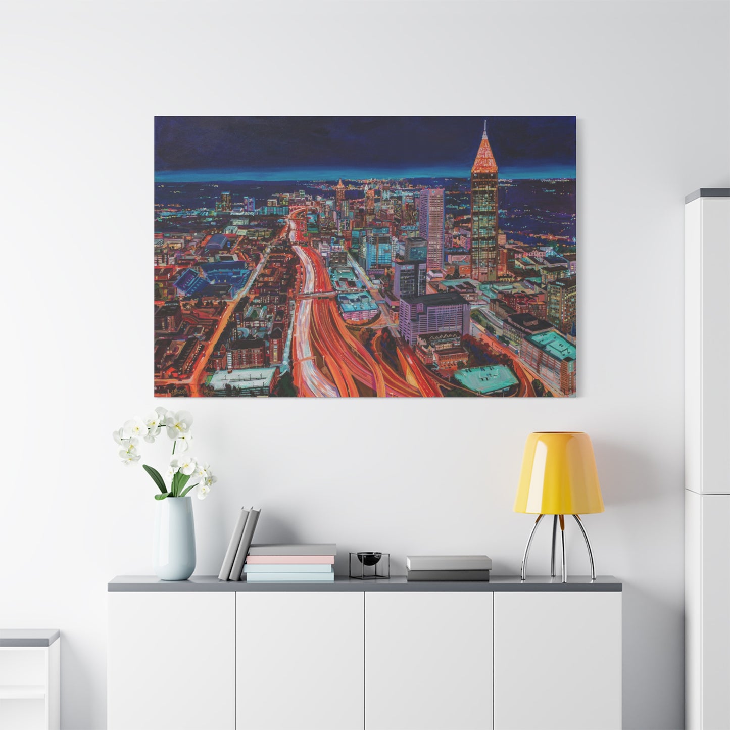 Atlanta Night Skyline —Matte Canvas, Stretched, 1.25"