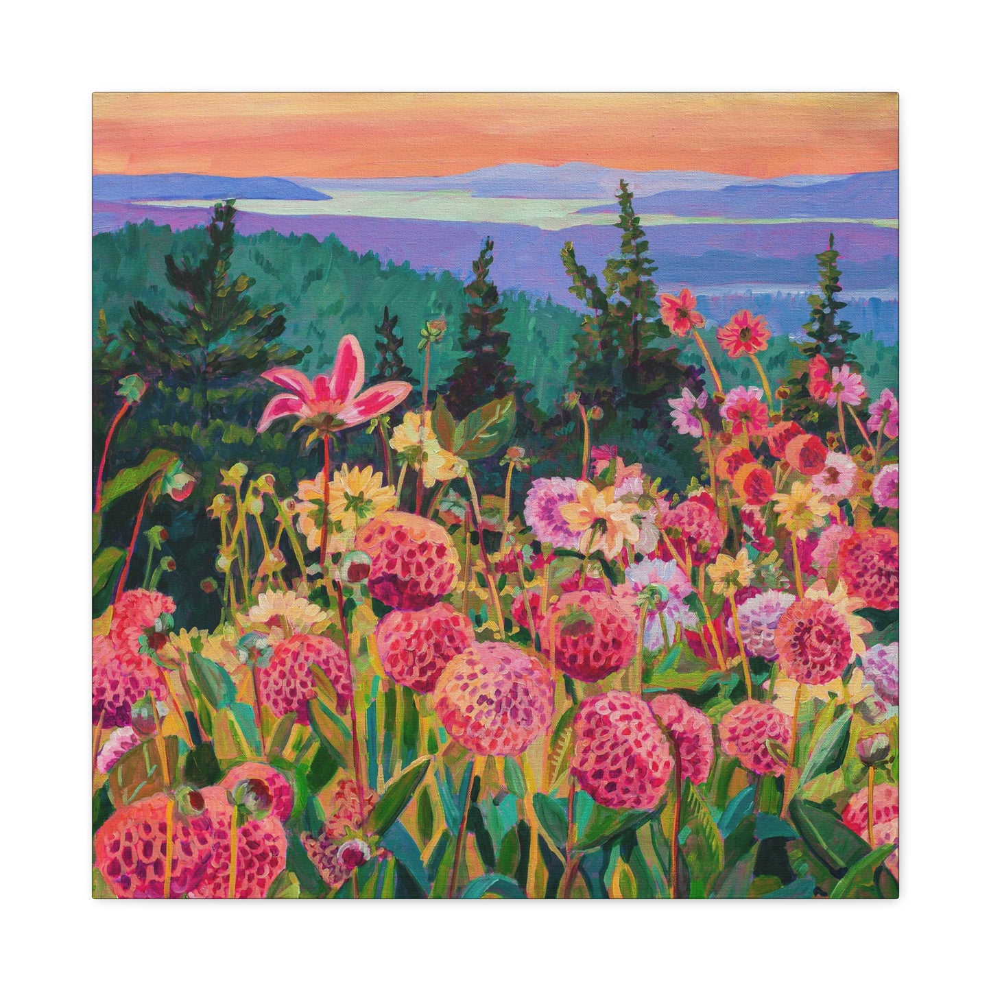 Wonder garden series- Dahlias—Matte Canvas, Stretched, 1.25"