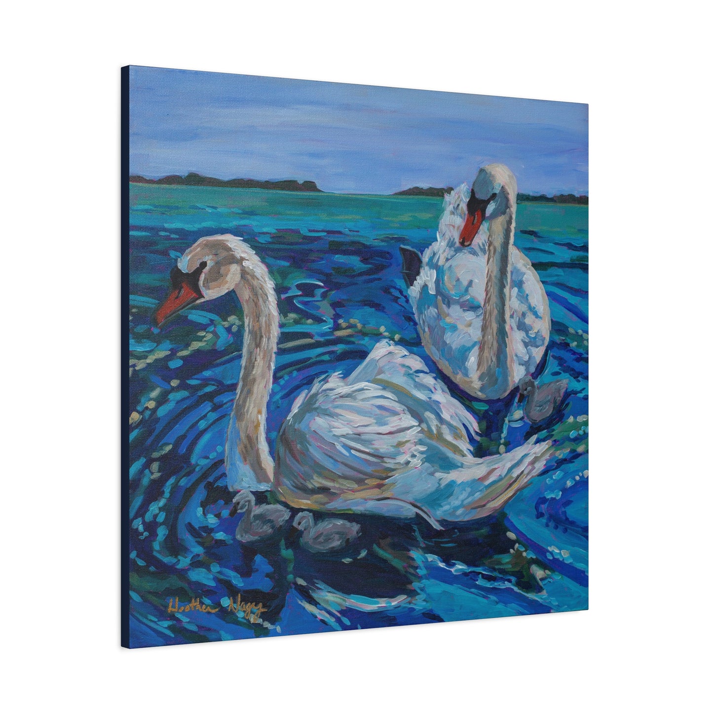 Mute Swan Family—Matte Canvas, Stretched, 1.25"