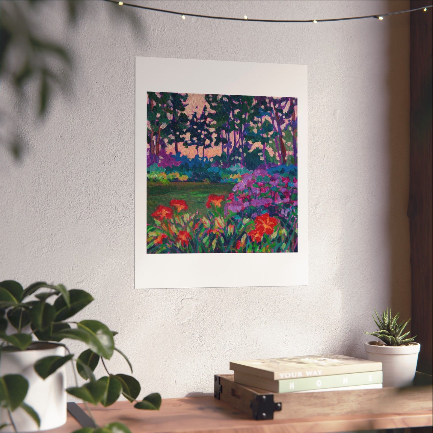 Red lilies at dawn— Matte Paper Poster Reproduction