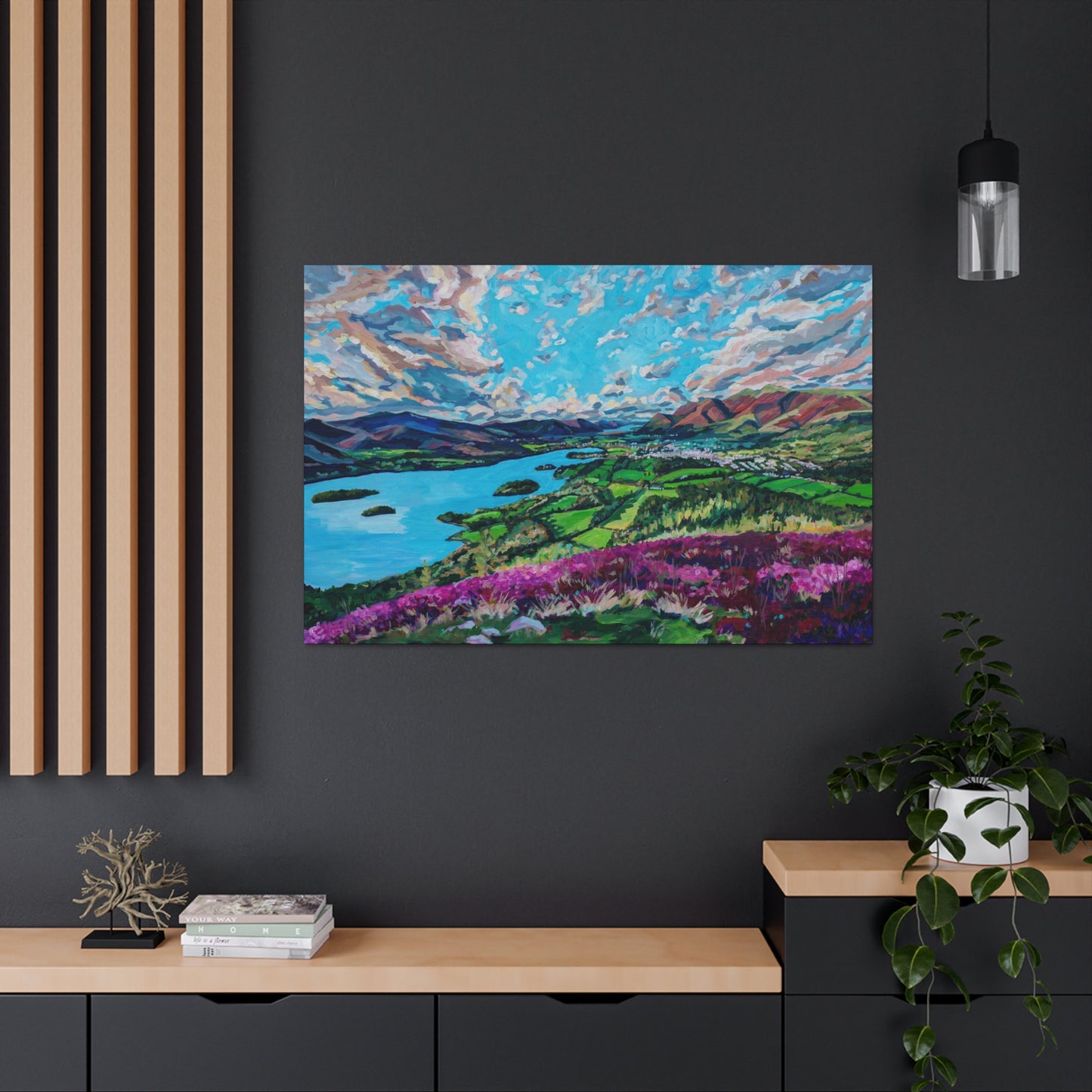 Derwent Water lake and town of Keswick, Cumbria—UK— Gallery Wrapped Canvas Reproduction