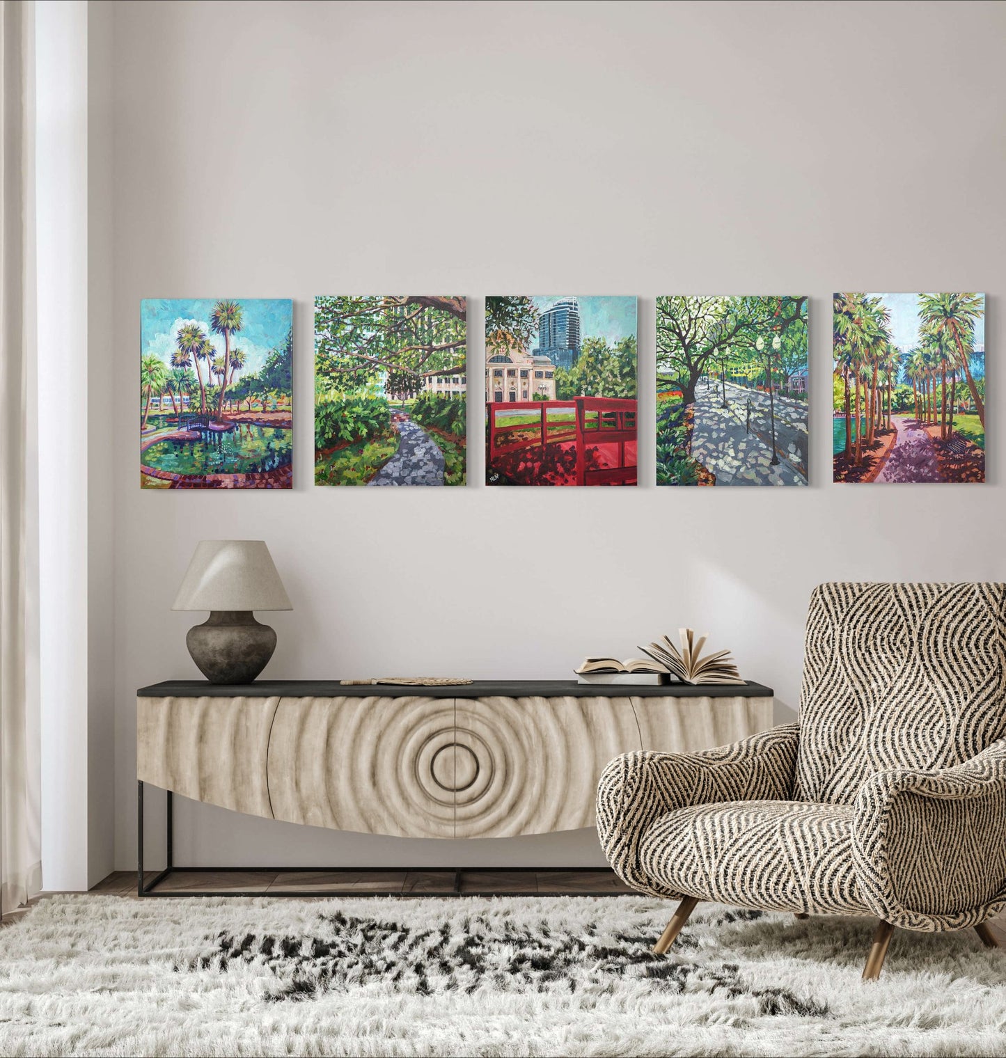 Duck Pond with Palms Orlando original painting