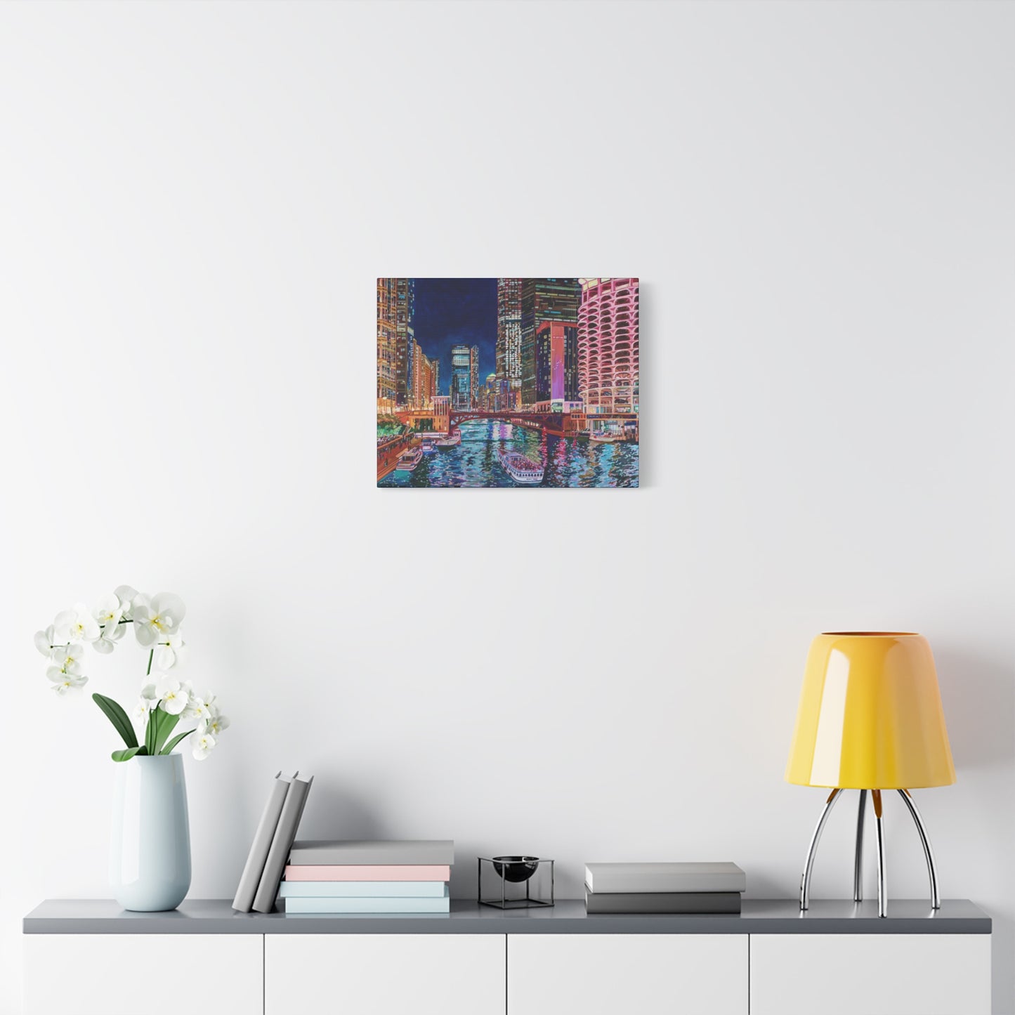 The Chicago River at Night—Matte Canvas, Stretched, 1.25"