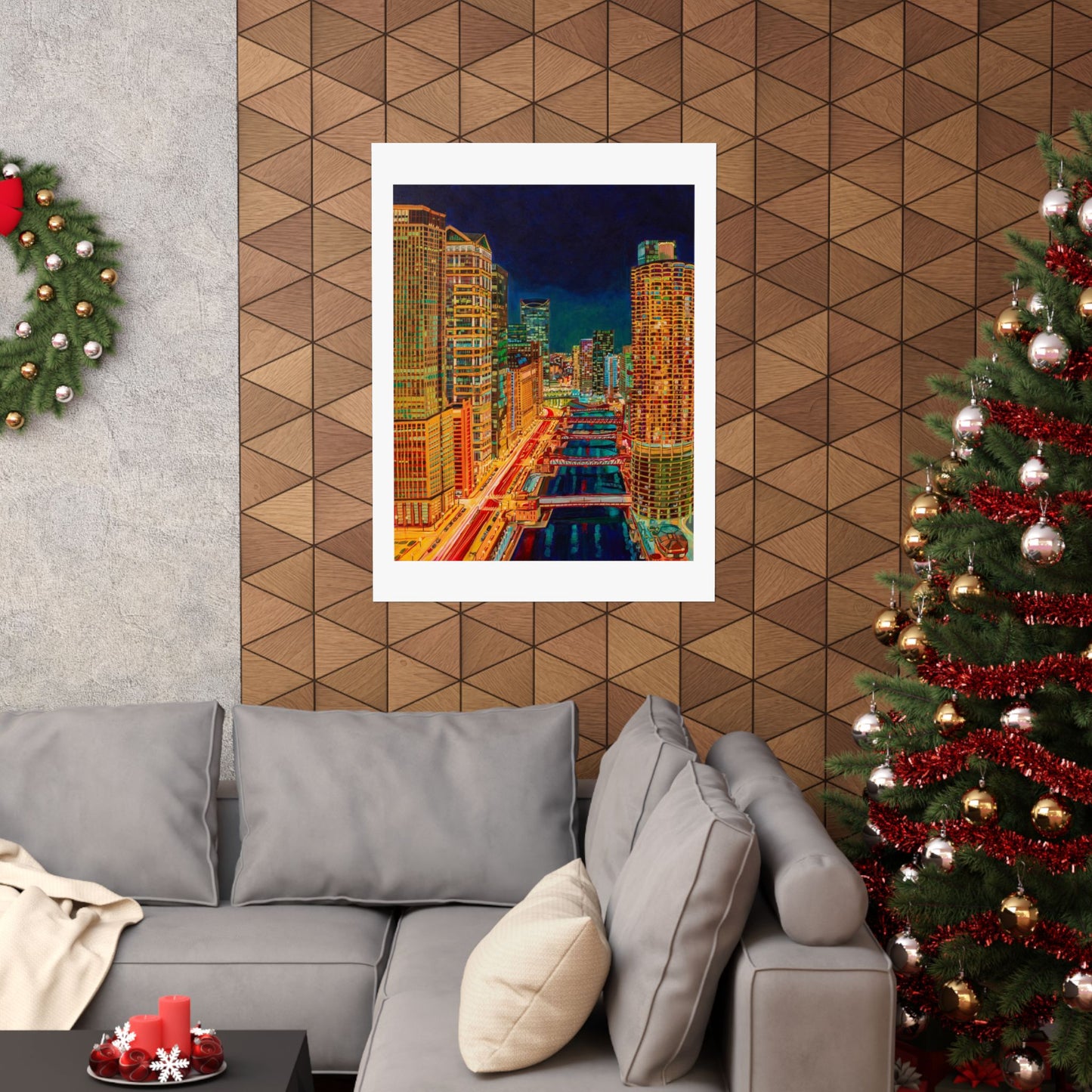 Nightfall in the Loop-Chicago — Fine Art Poster Reproduction