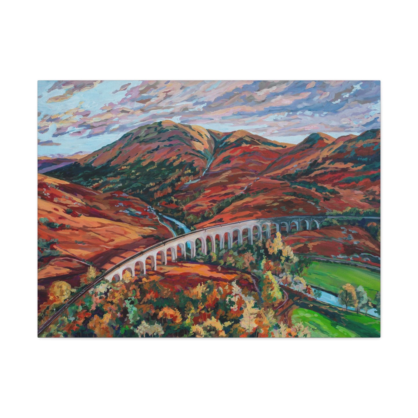 Autumn in Scotland, the Glenfinnan Viaduct— Gallery Wrapped Canvas Reproduction