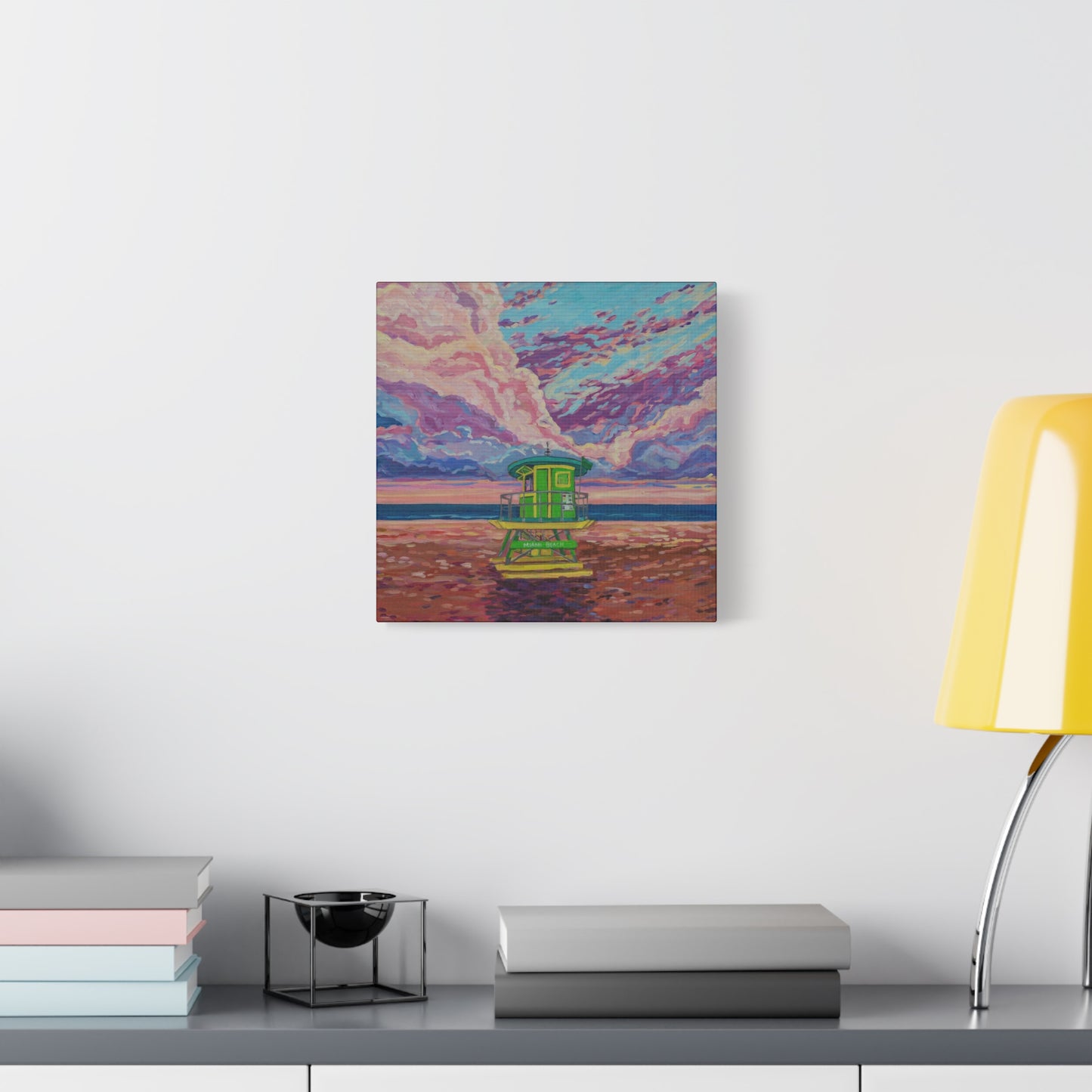 Green lifeguard station Miami Beach—Matte Canvas, Stretched, 1.25"