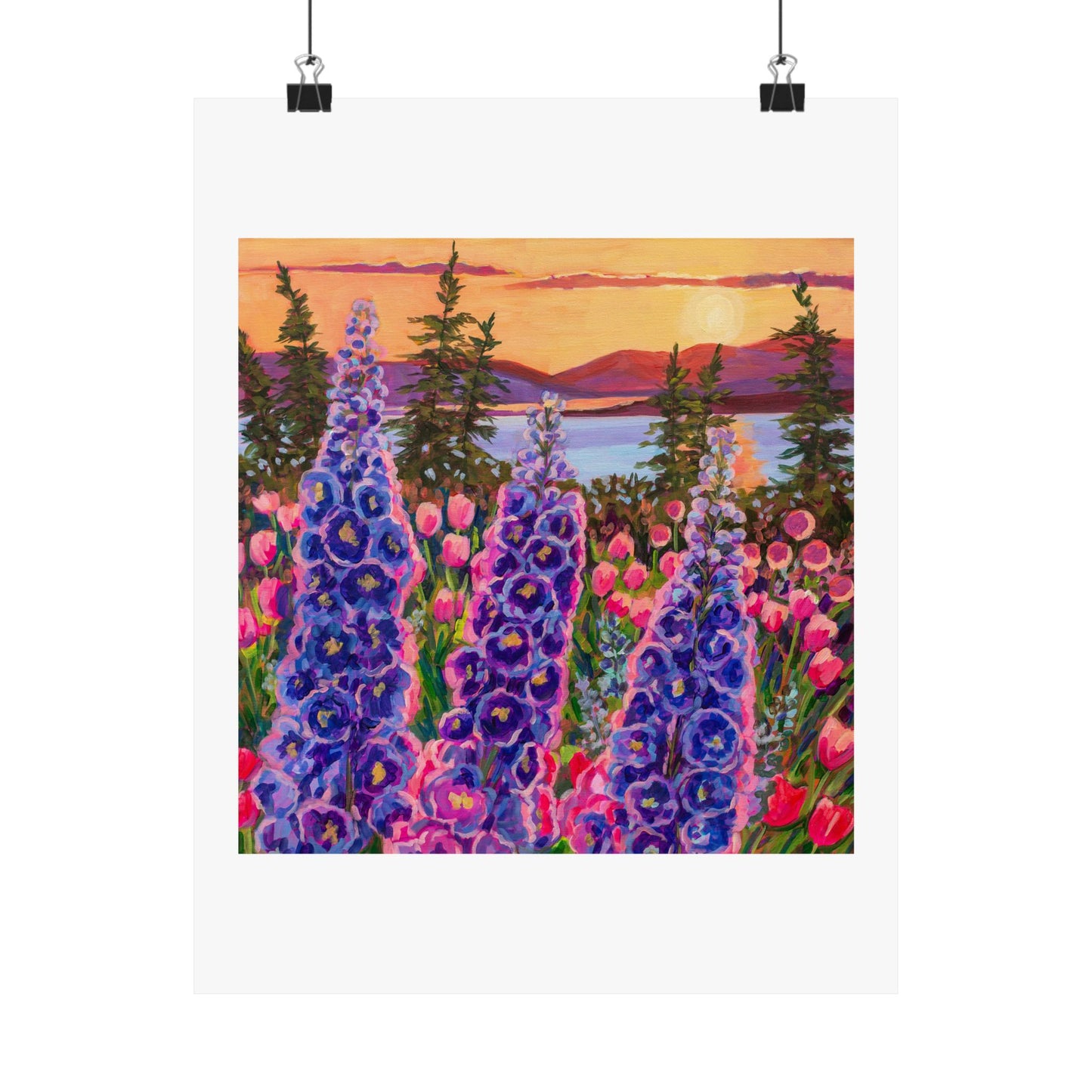 Wonder garden series- Delphinium trio— Matte Paper Poster Reproduction