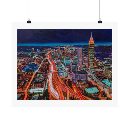 Atlanta Night Skyline—Matte Horizontal Fine Art Poster Reproductions