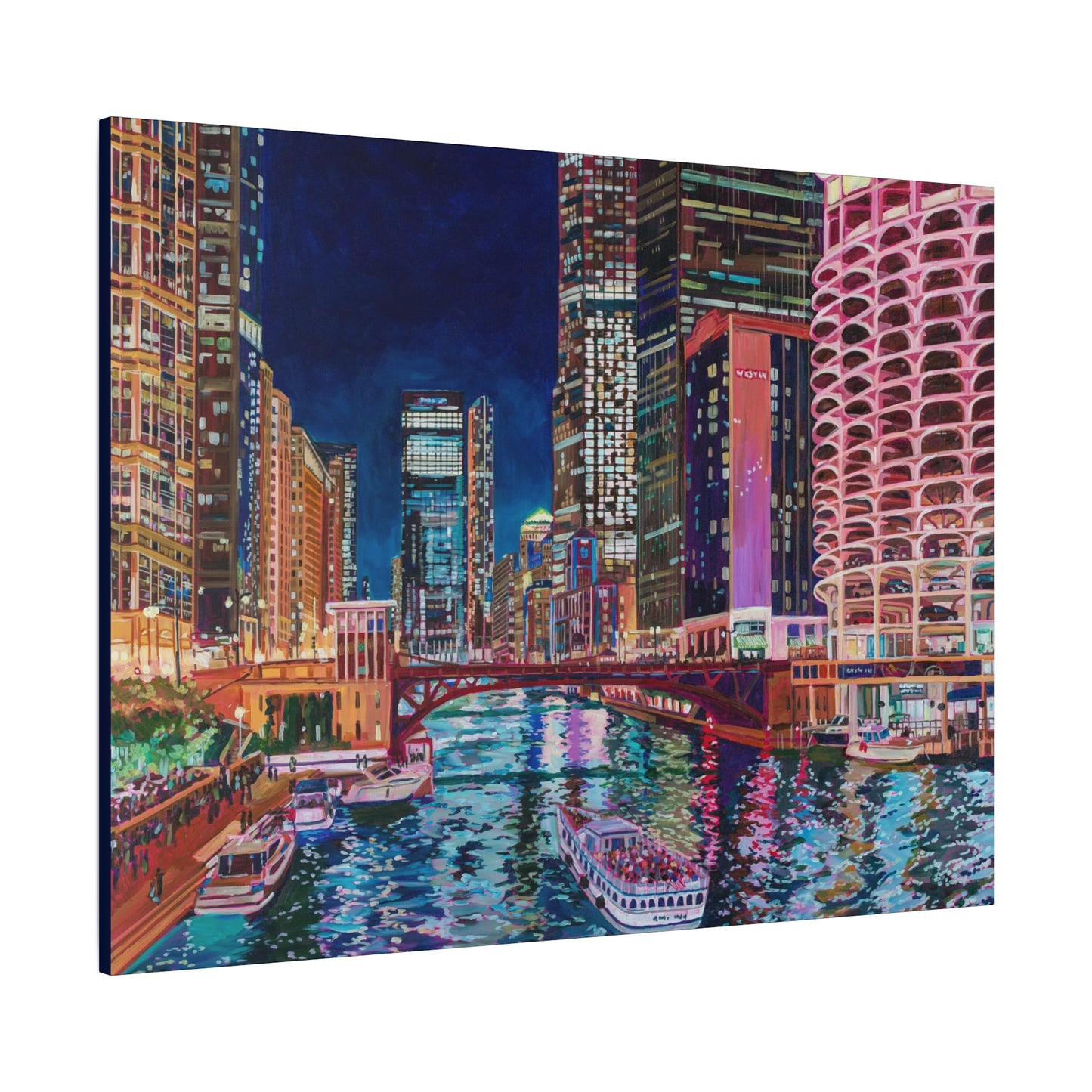 The Chicago River at Night—Matte Canvas, Stretched, 1.25"