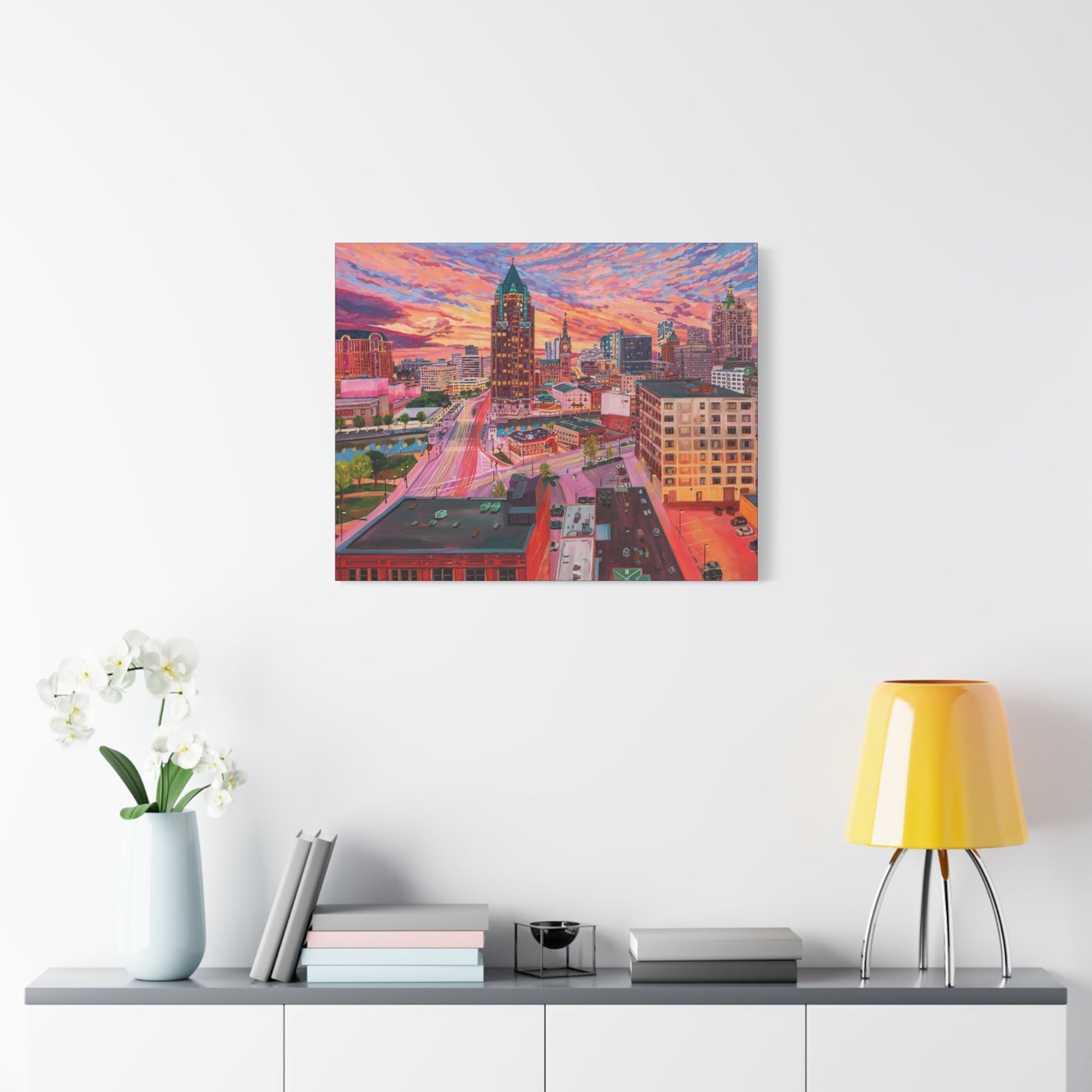Golden glow- Milwaukee— Gallery Wrapped Canvas Reproduction