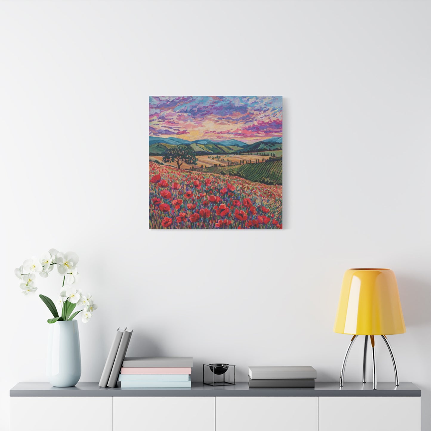 Tuscan Poppies and Poplars —Matte Canvas, Stretched, 1.25"