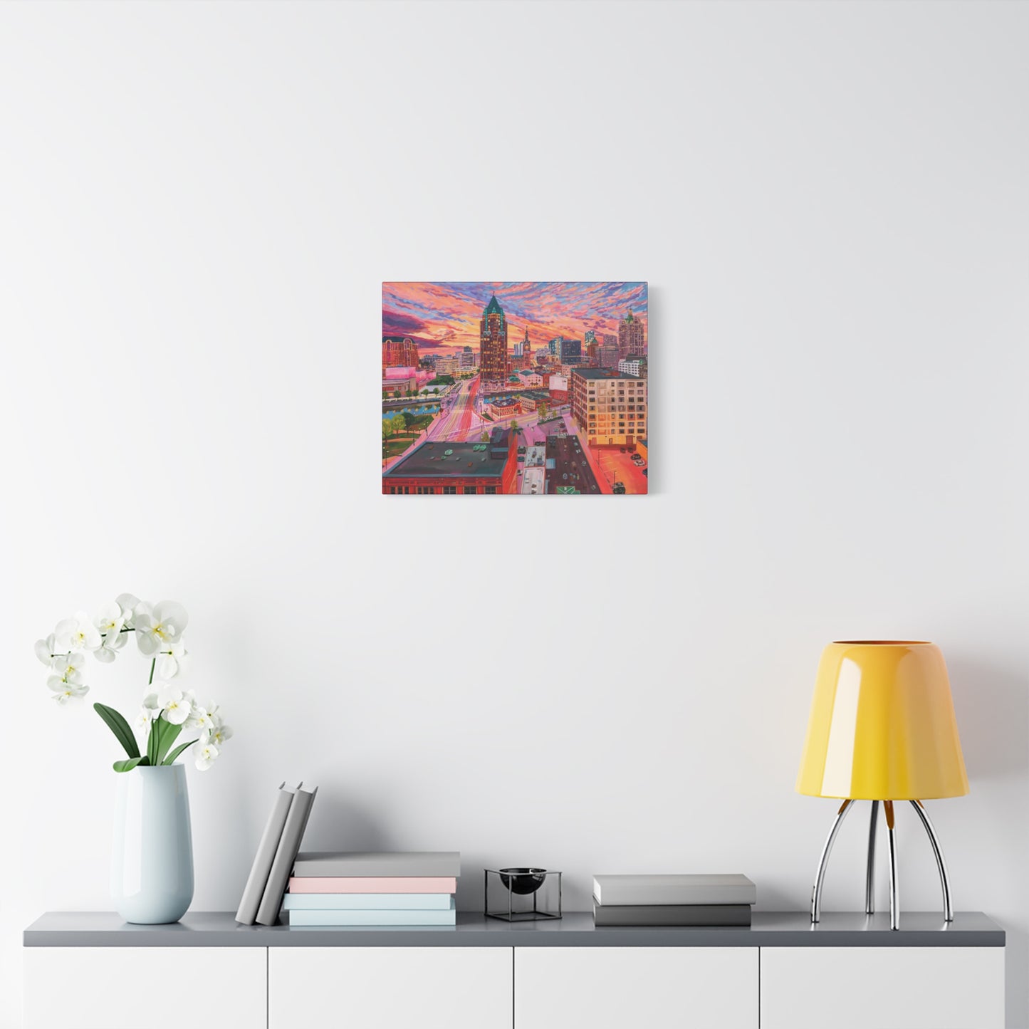 Golden glow- Milwaukee— Gallery Wrapped Canvas Reproduction