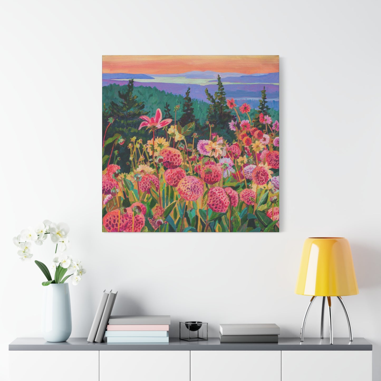 Wonder garden series- Dahlias—Matte Canvas, Stretched, 1.25"
