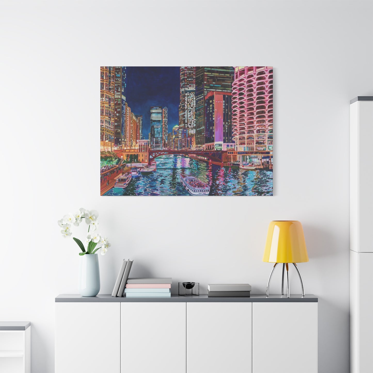 The Chicago River at Night—Matte Canvas, Stretched, 1.25"