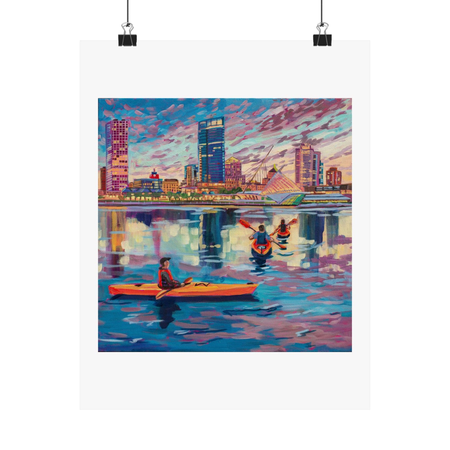 Sunset Kayak- Milwaukee— Matte Paper Poster Reproduction