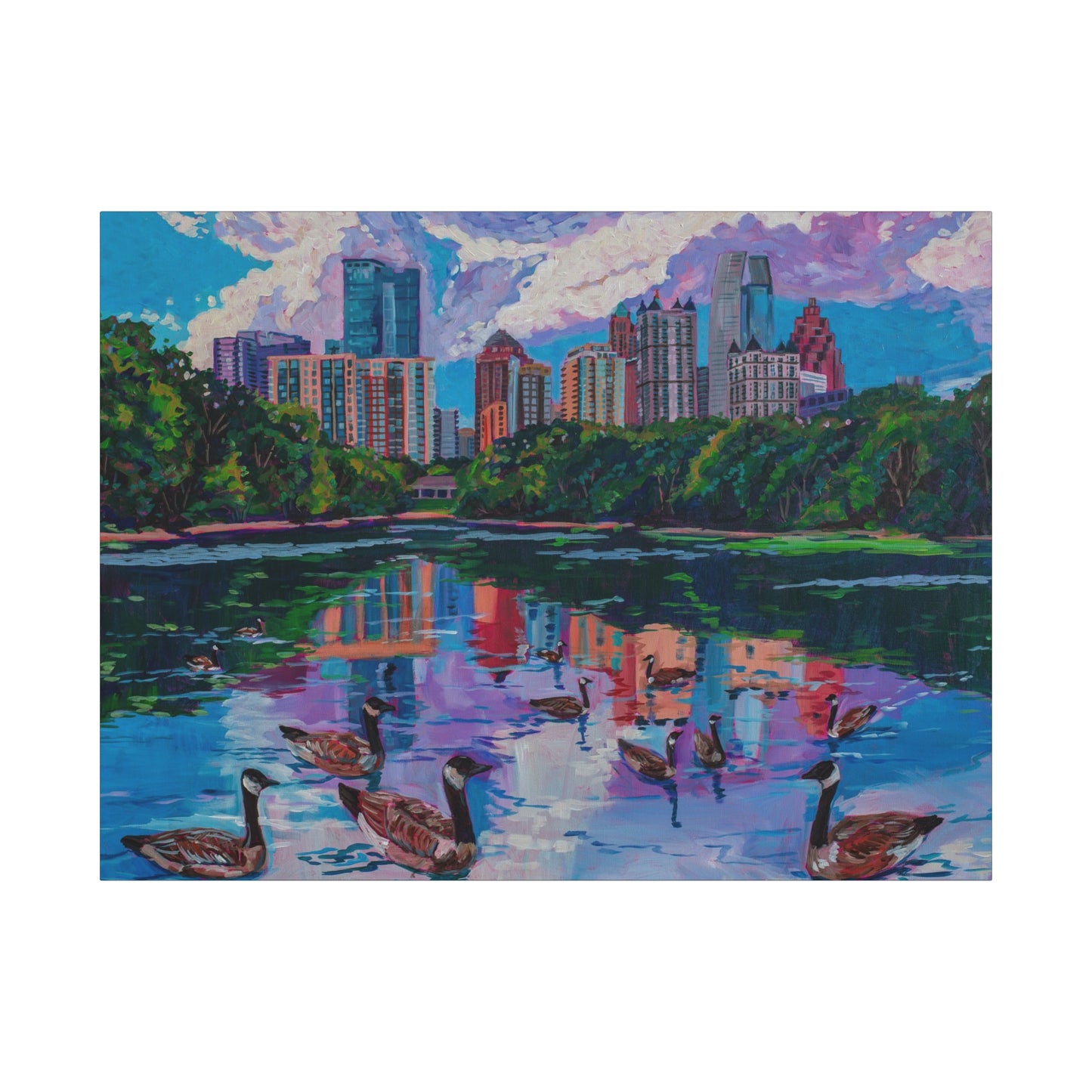 Geese at Piedmont Park, Atlanta —Matte Canvas, Stretched, 1.25"