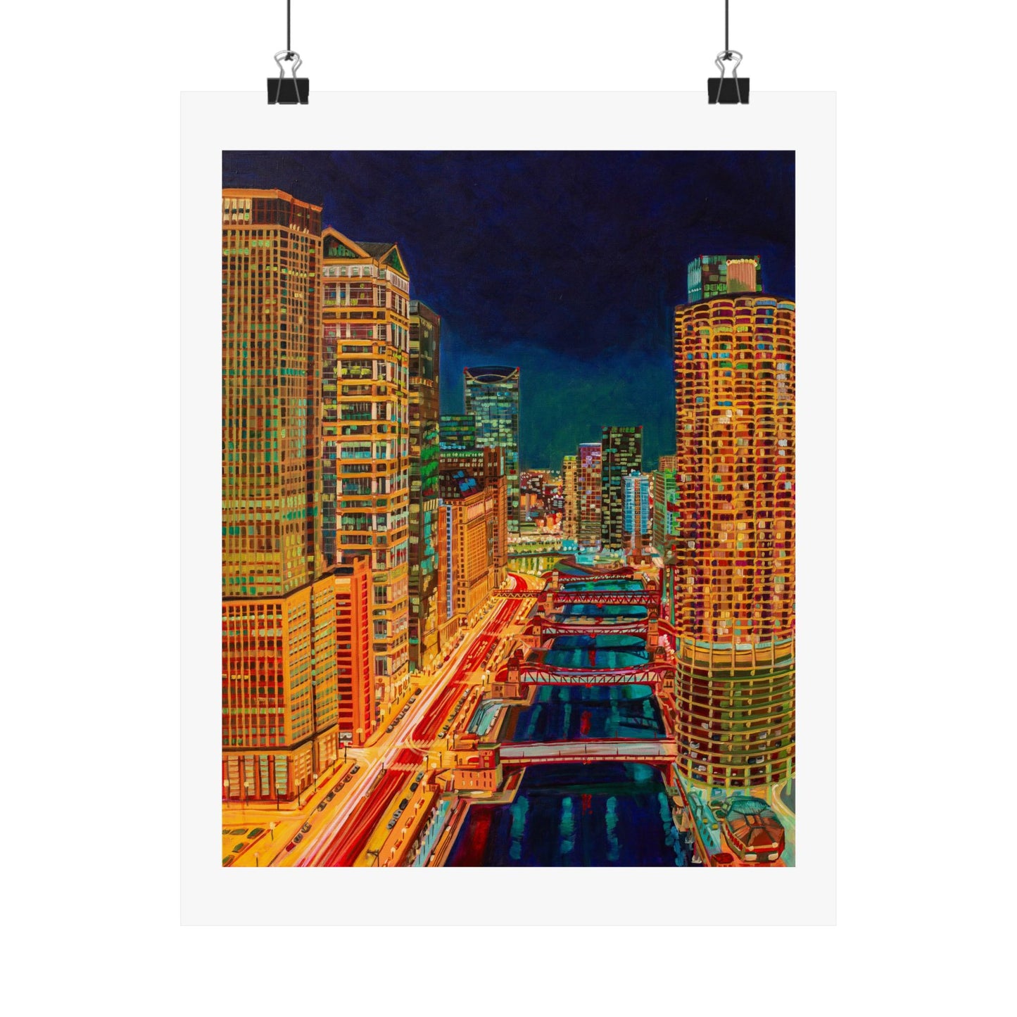 Nightfall in the Loop-Chicago — Fine Art Poster Reproduction
